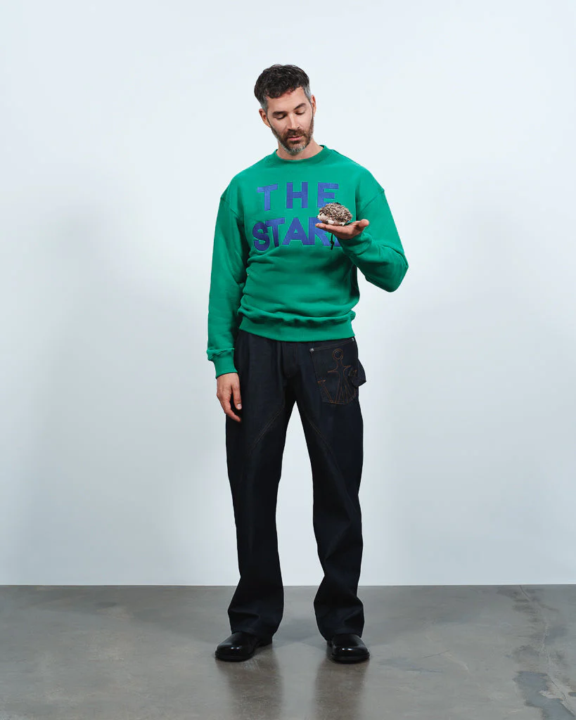 MENS 'THE START' SWEATSHIRT IN BRIGHT GREEN - Image 2