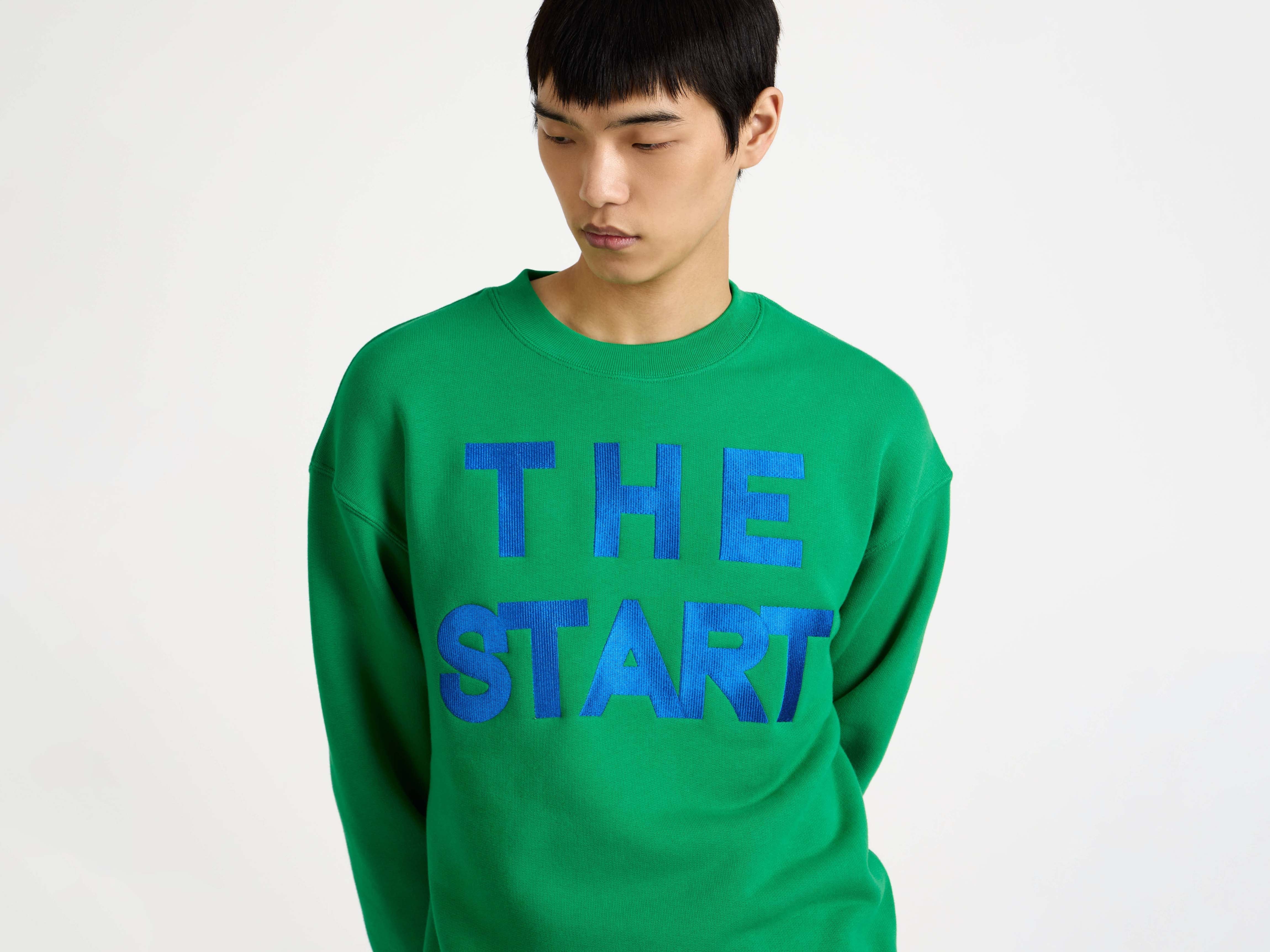 MENS 'THE START' SWEATSHIRT IN BRIGHT GREEN - Image 4