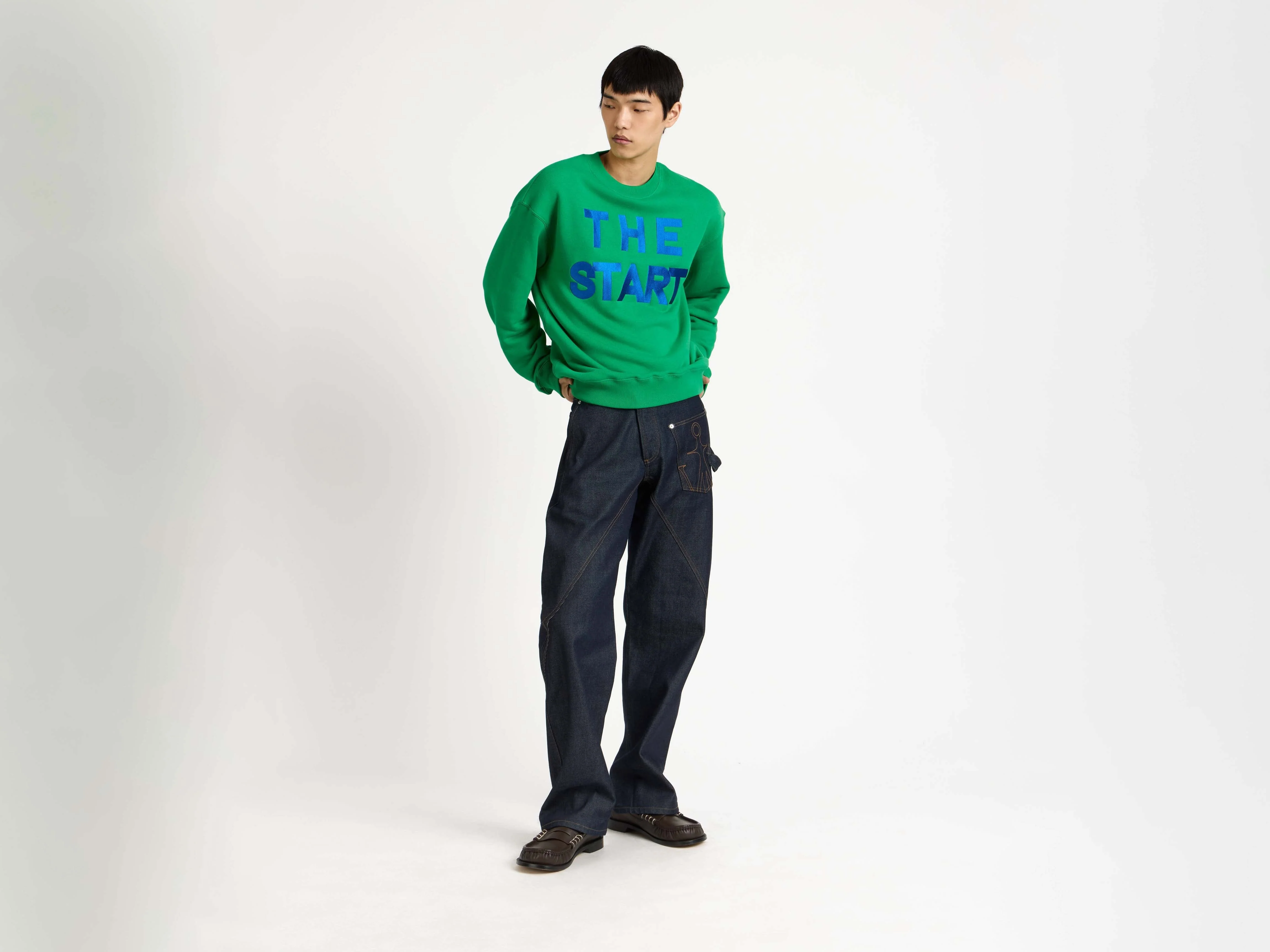 MENS 'THE START' SWEATSHIRT IN BRIGHT GREEN - Image 5