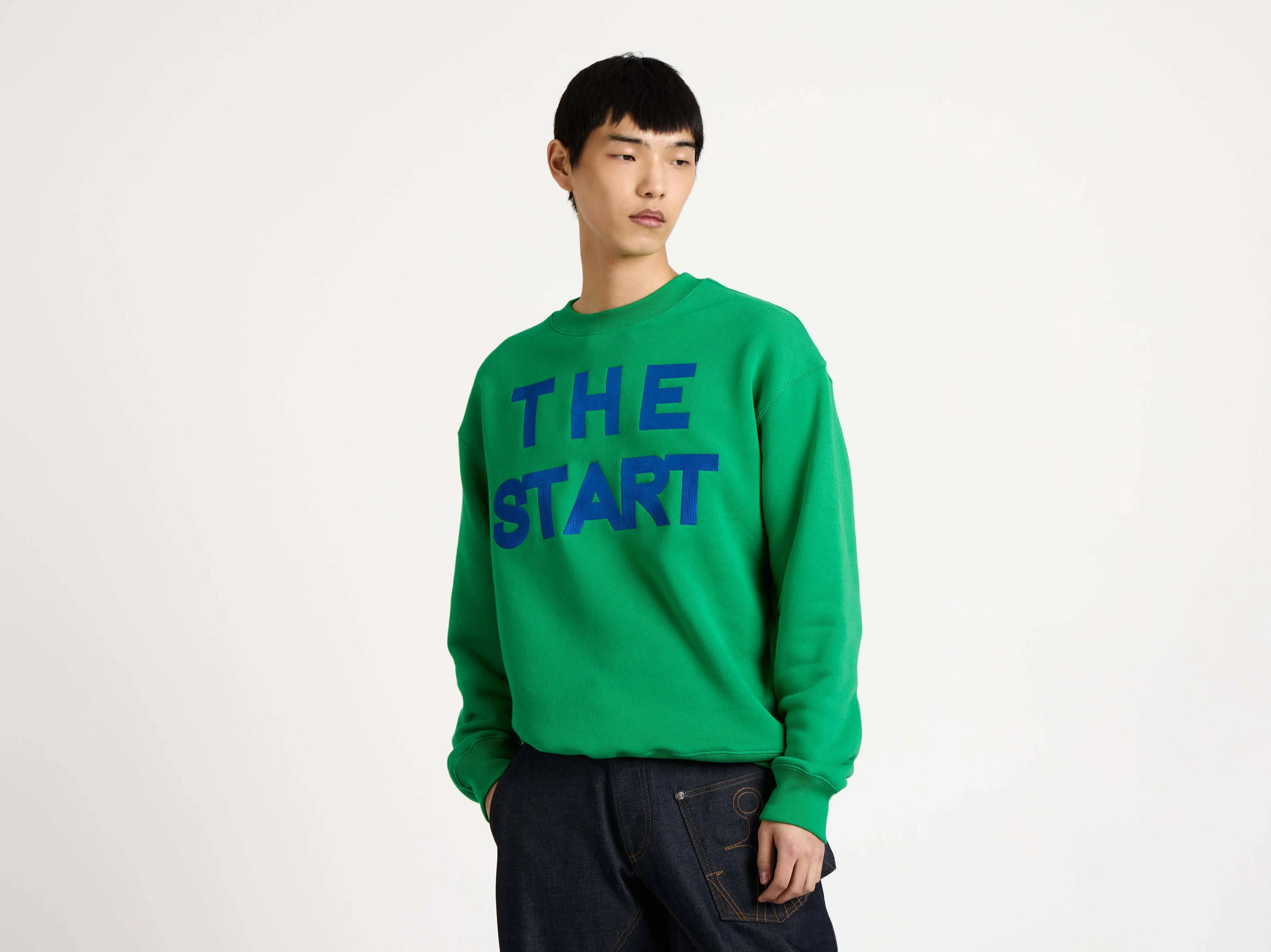 MENS 'THE START' SWEATSHIRT IN BRIGHT GREEN - Image 6