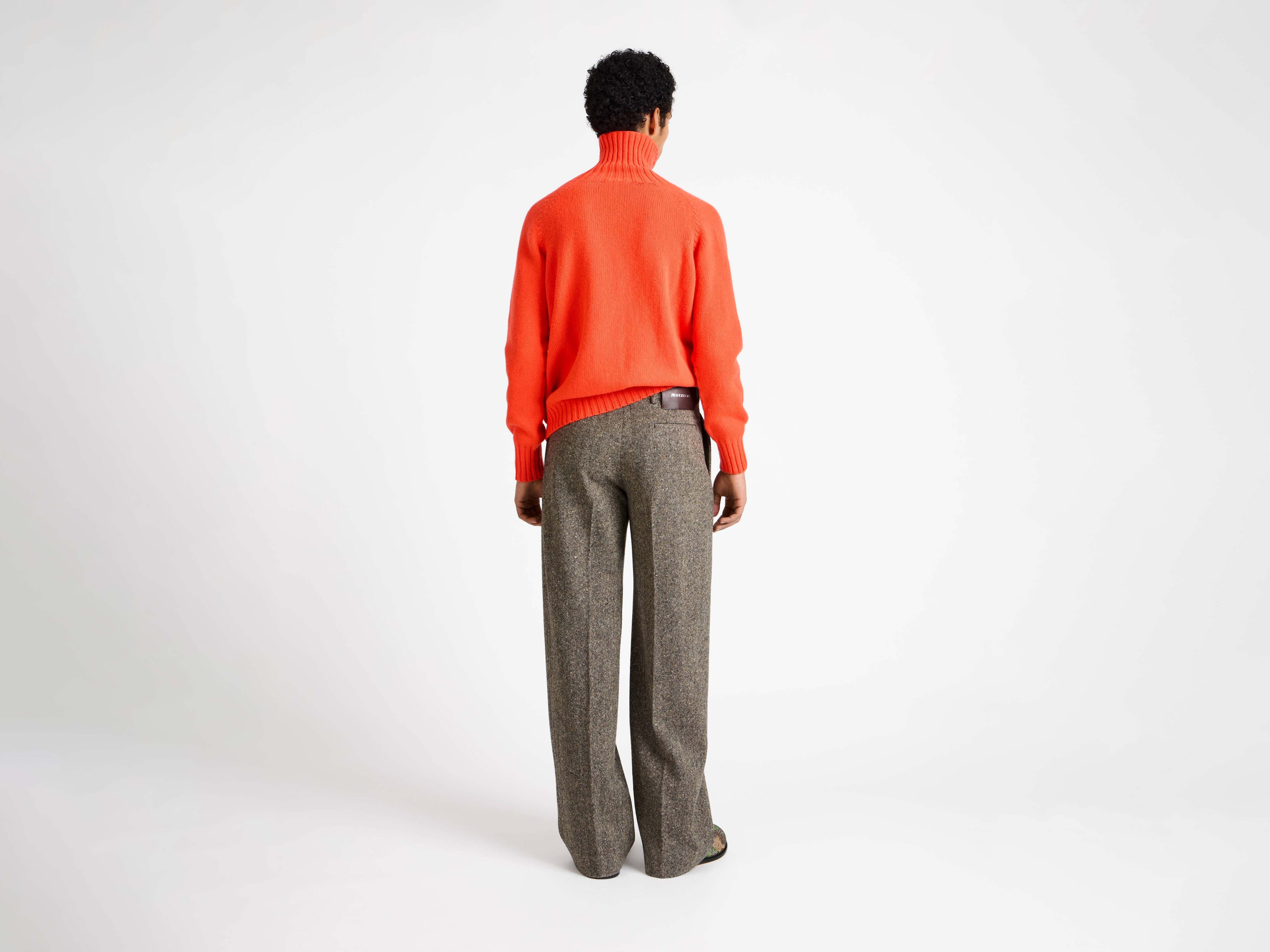 MENS TURTLENECK JUMPER IN NEON ORANGE - Image 4