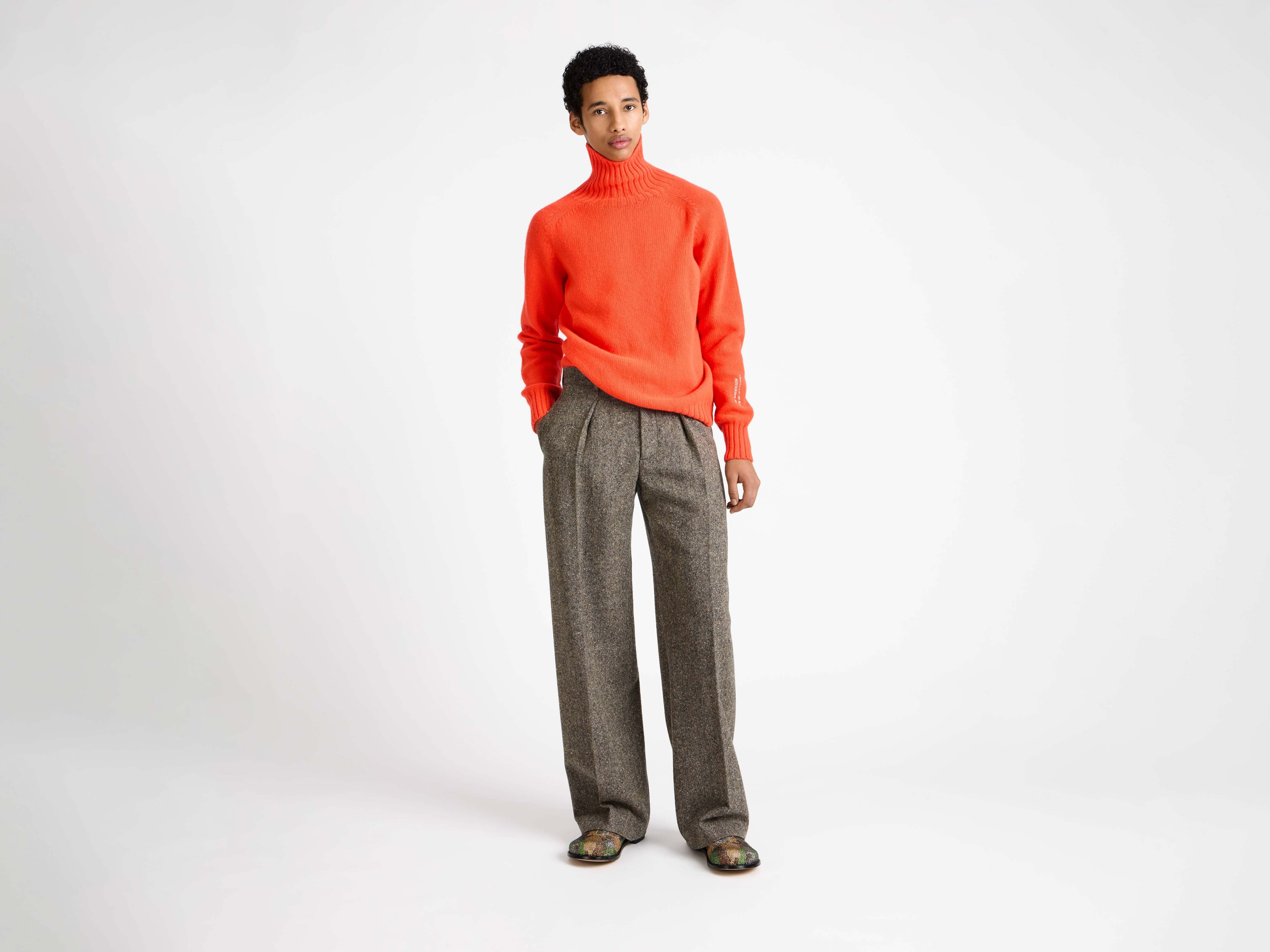 MENS TURTLENECK JUMPER IN NEON ORANGE - Image 6
