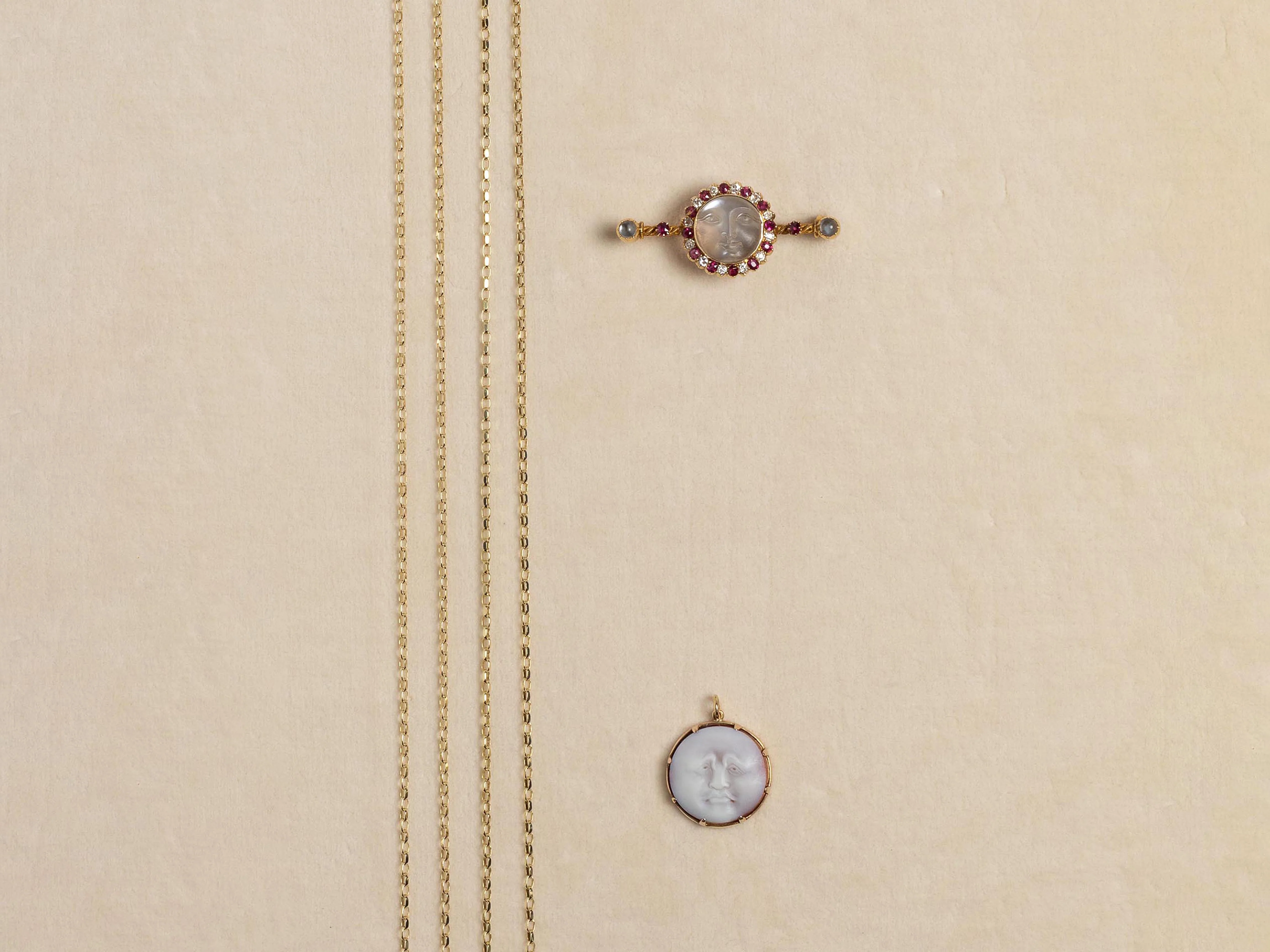 MOONFACE BROOCH IN 15kt GOLD - Image 3