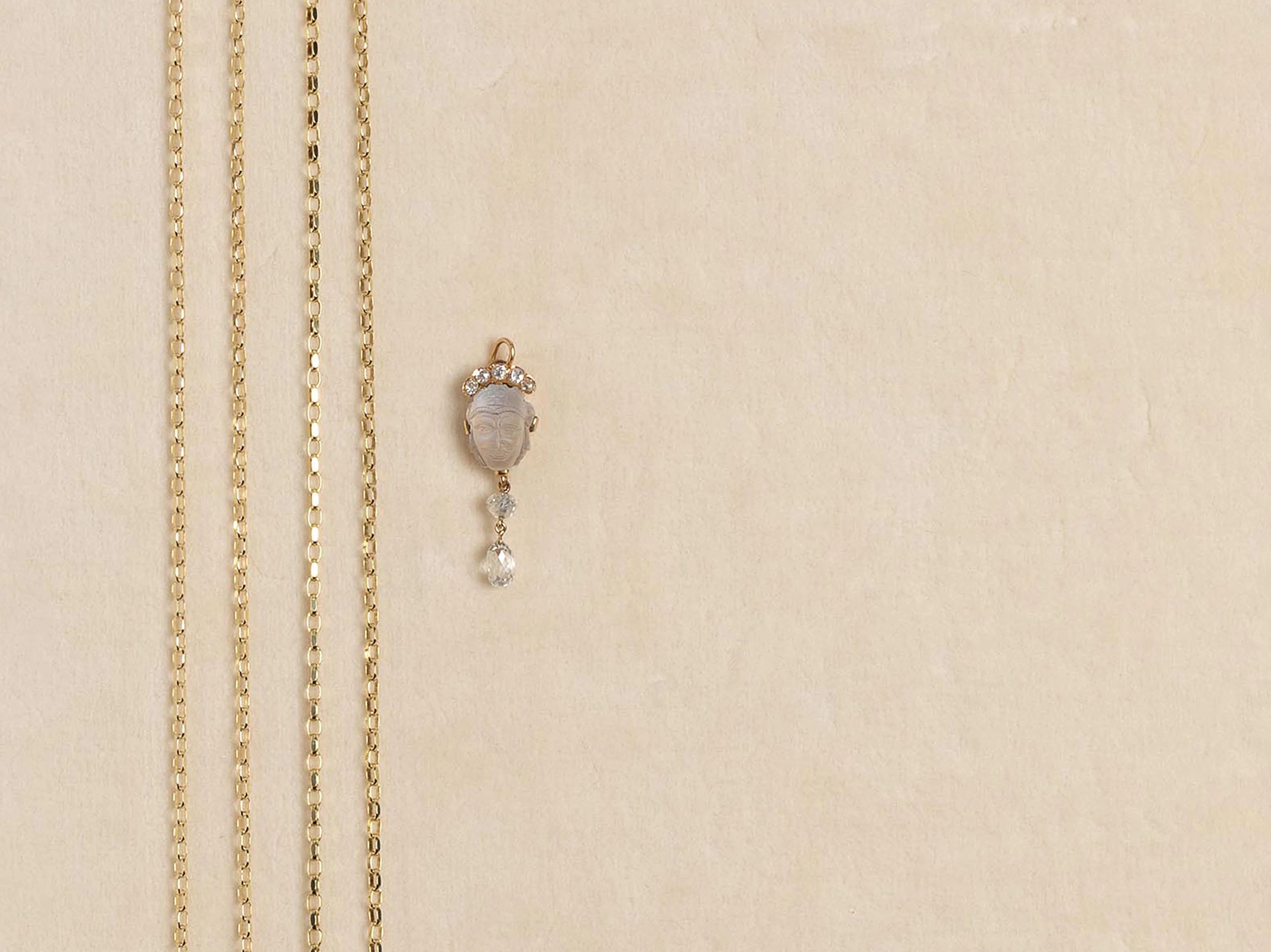 MOONSTONE DIAMOND PENDANT IN 18kt GOLD - Image 6