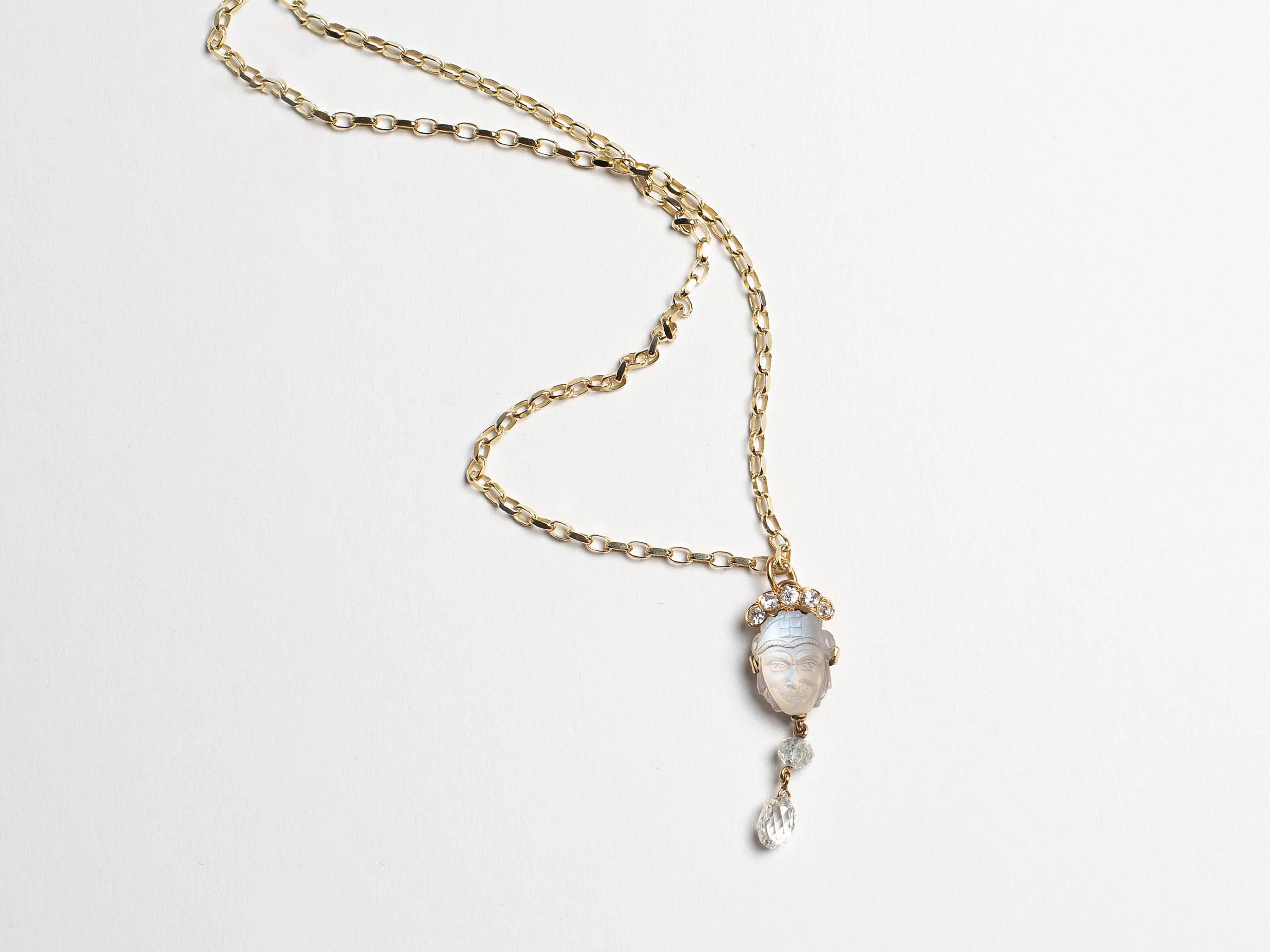MOONSTONE DIAMOND PENDANT IN 18kt GOLD - Image 7