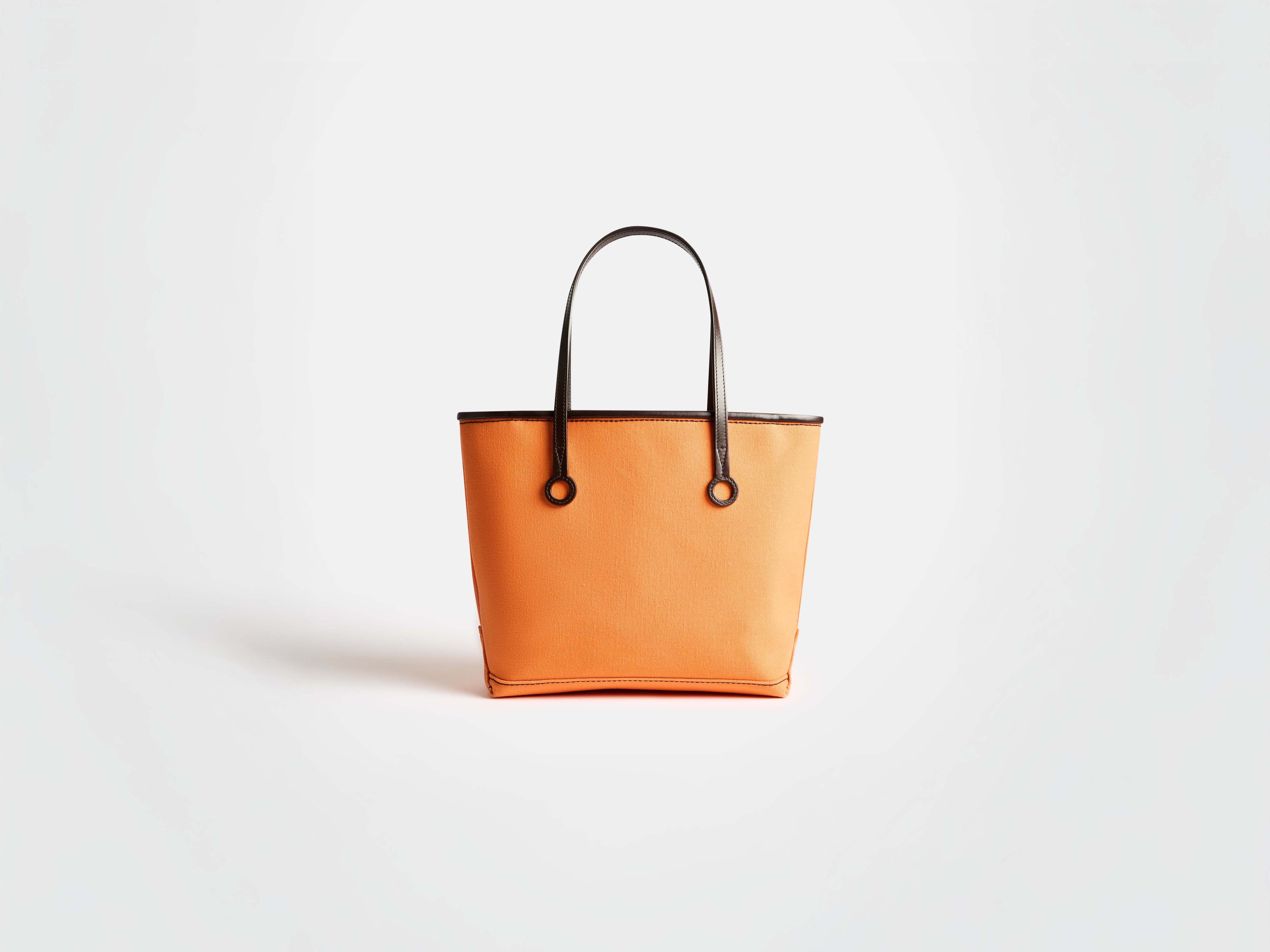 SMALL ANCHOR CANVAS & LEATHER TOTE IN ORANGE - Image 4