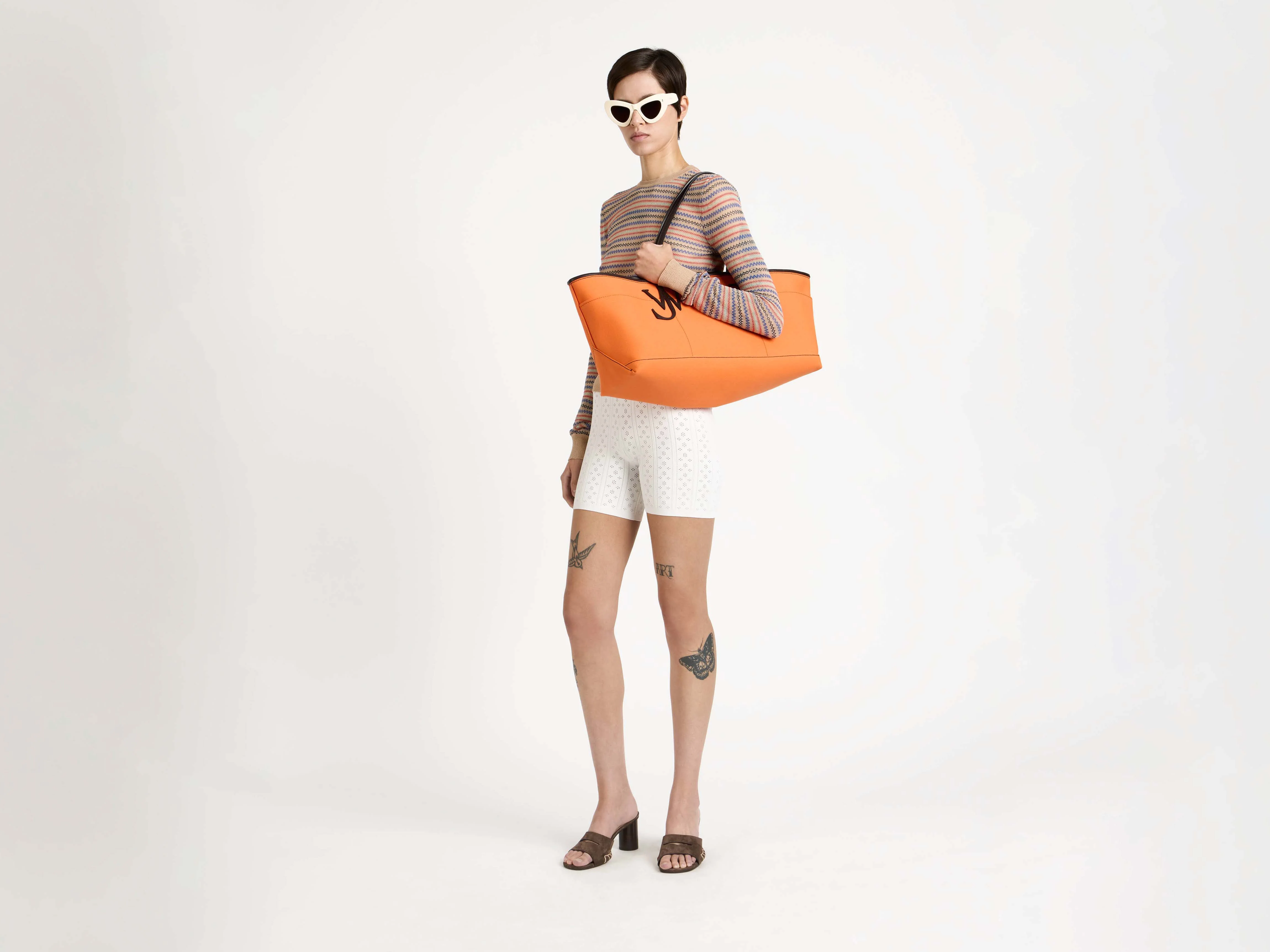 STRETCH ANCHOR CANVAS & LEATHER TOTE IN ORANGE - Image 3