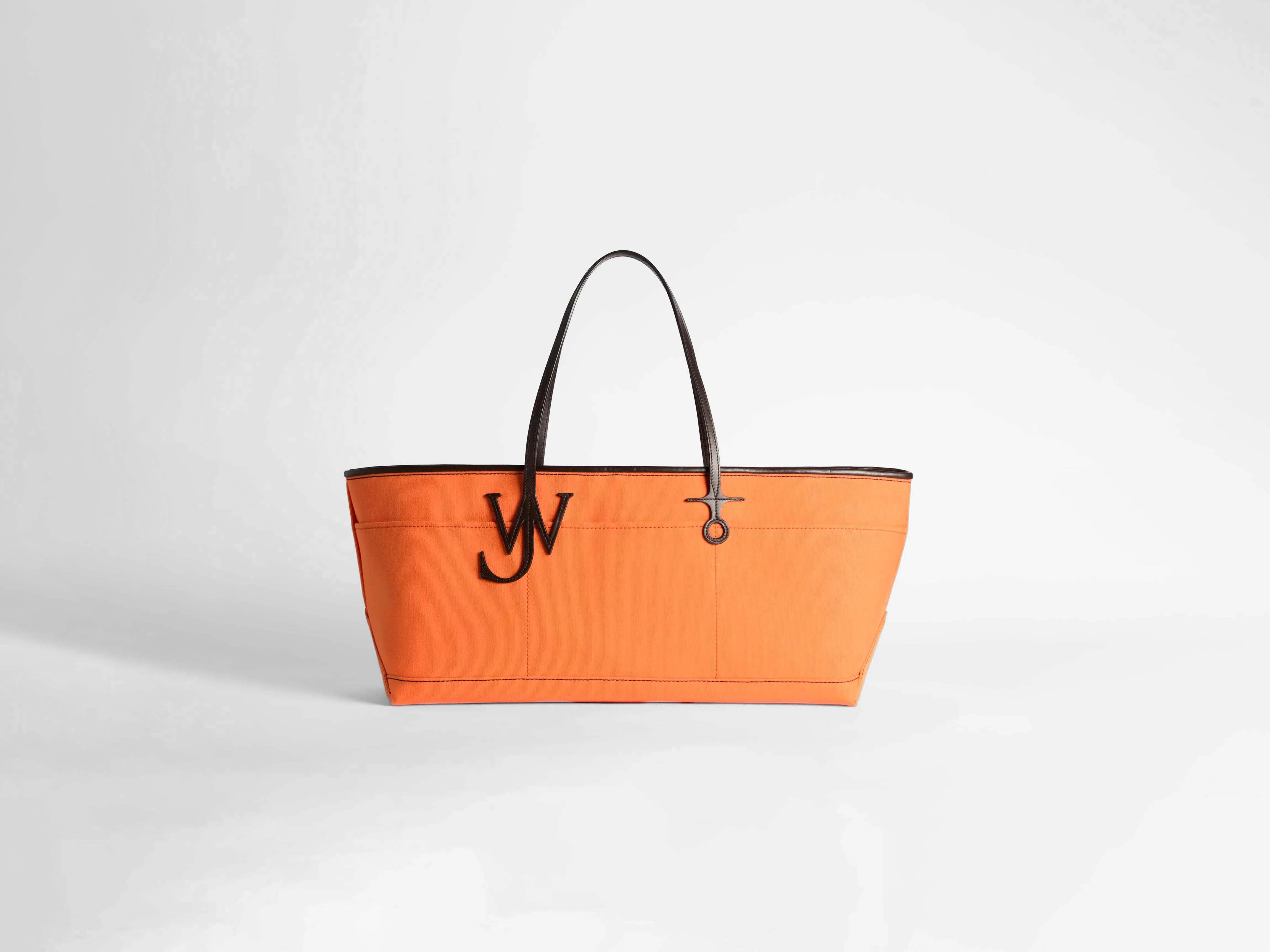 STRETCH ANCHOR CANVAS & LEATHER TOTE IN ORANGE - Image 4