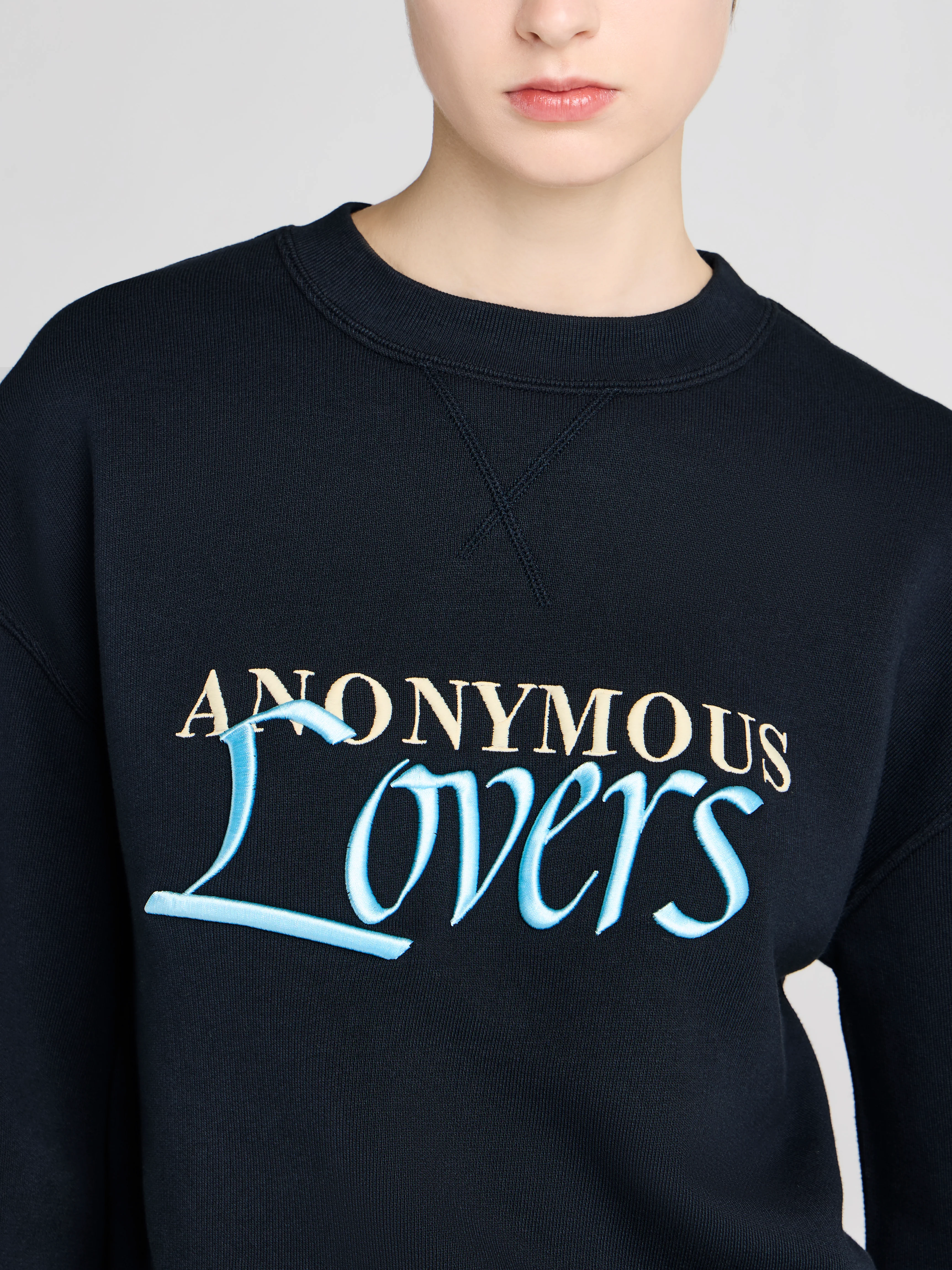 WOMENS 'ANONYMOUS LOVERS' SWEATSHIRT IN WASHED BLACK - Image 3