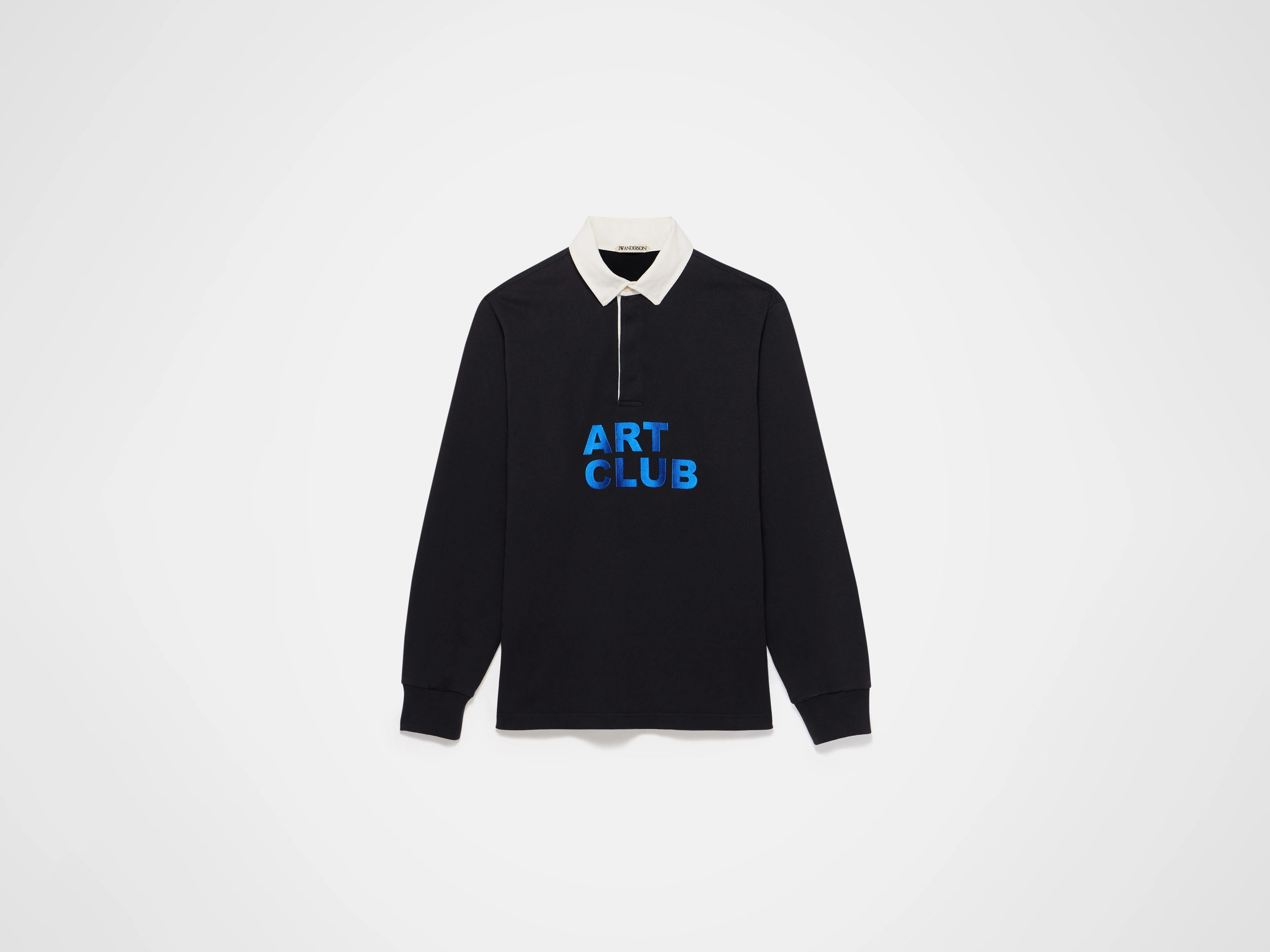 WOMENS 'ART CLUB' RUGBY POLO TOP IN WASHED BLACK - Image 7