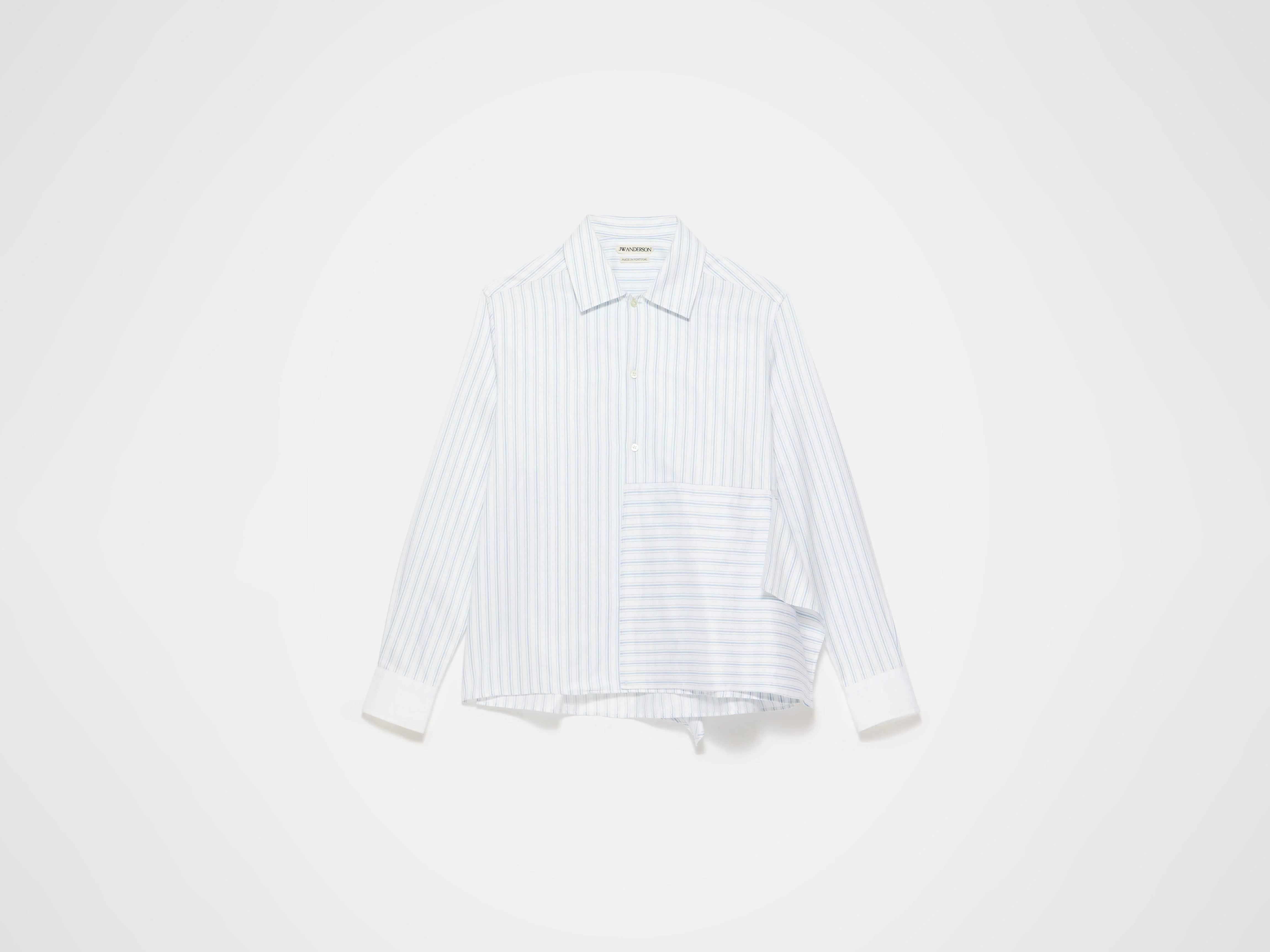 WOMENS ASYMMETRIC DRAPED SHIRT IN WHITE & BLUE - Image 6