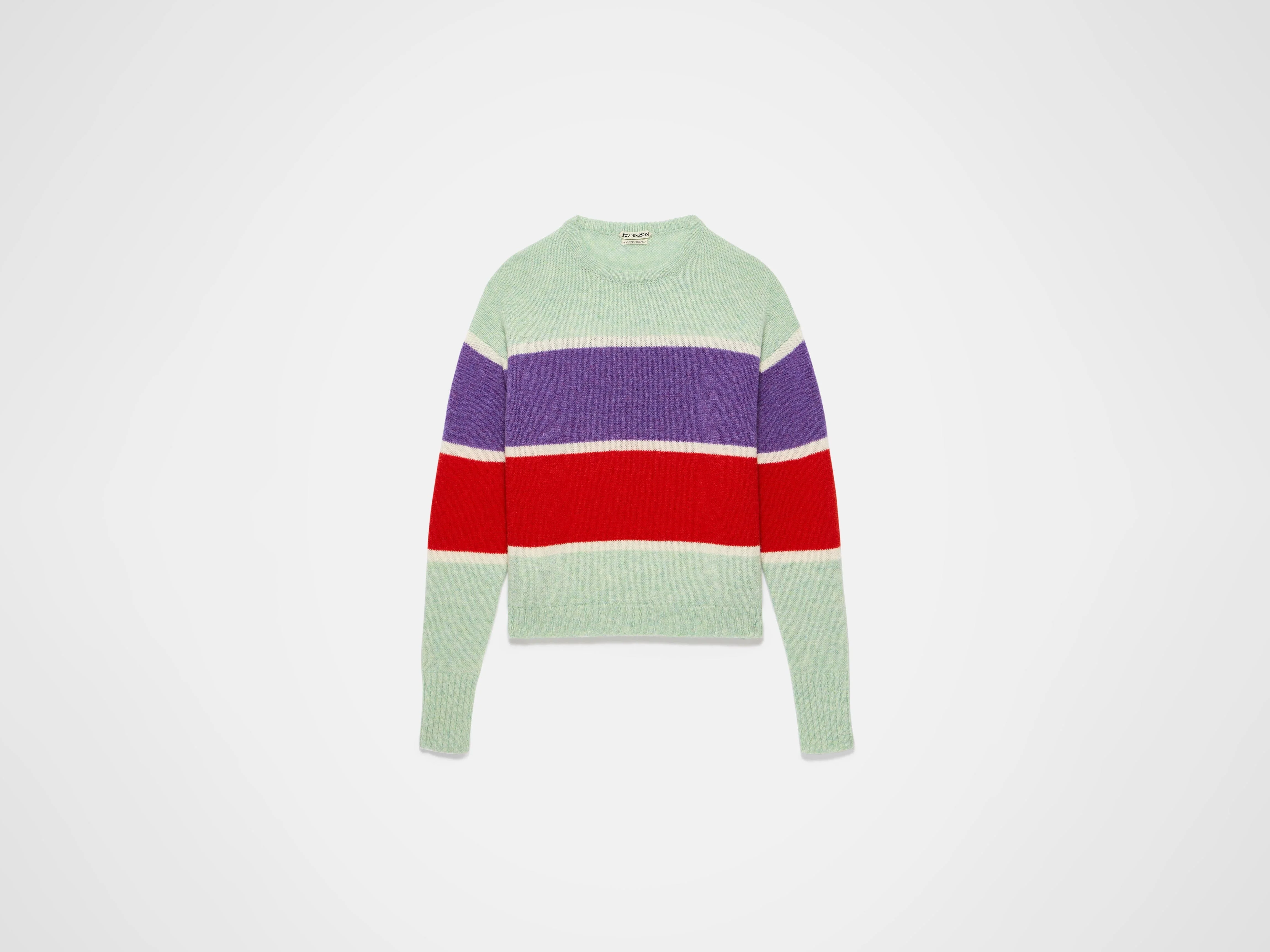 WOMENS CONTRAST STRIPED CREW NECK JUMPER IN MINT - Image 6