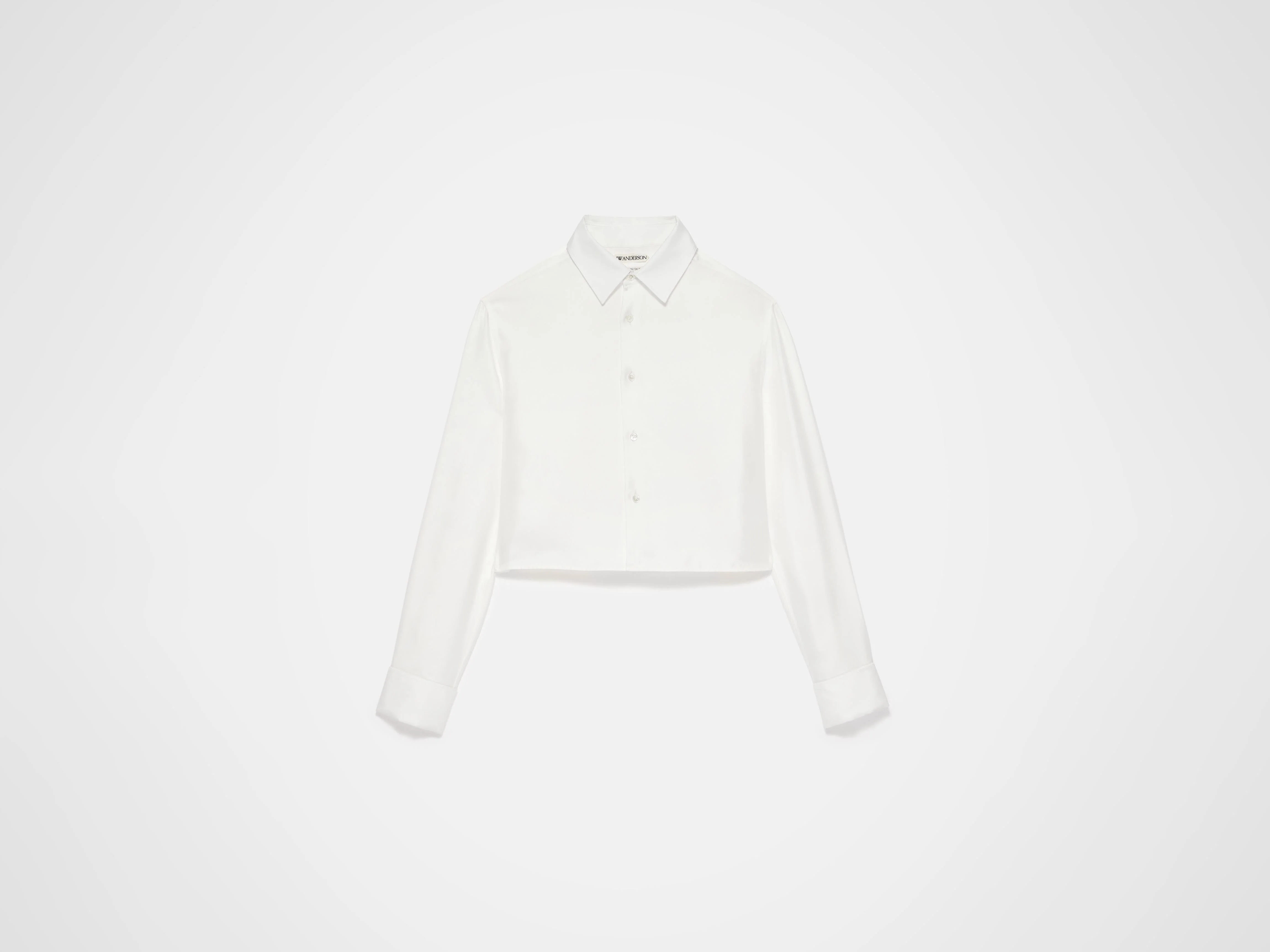 WOMENS CROPPED SILK TWILL SHIRT IN OFF-WHITE - Image 8