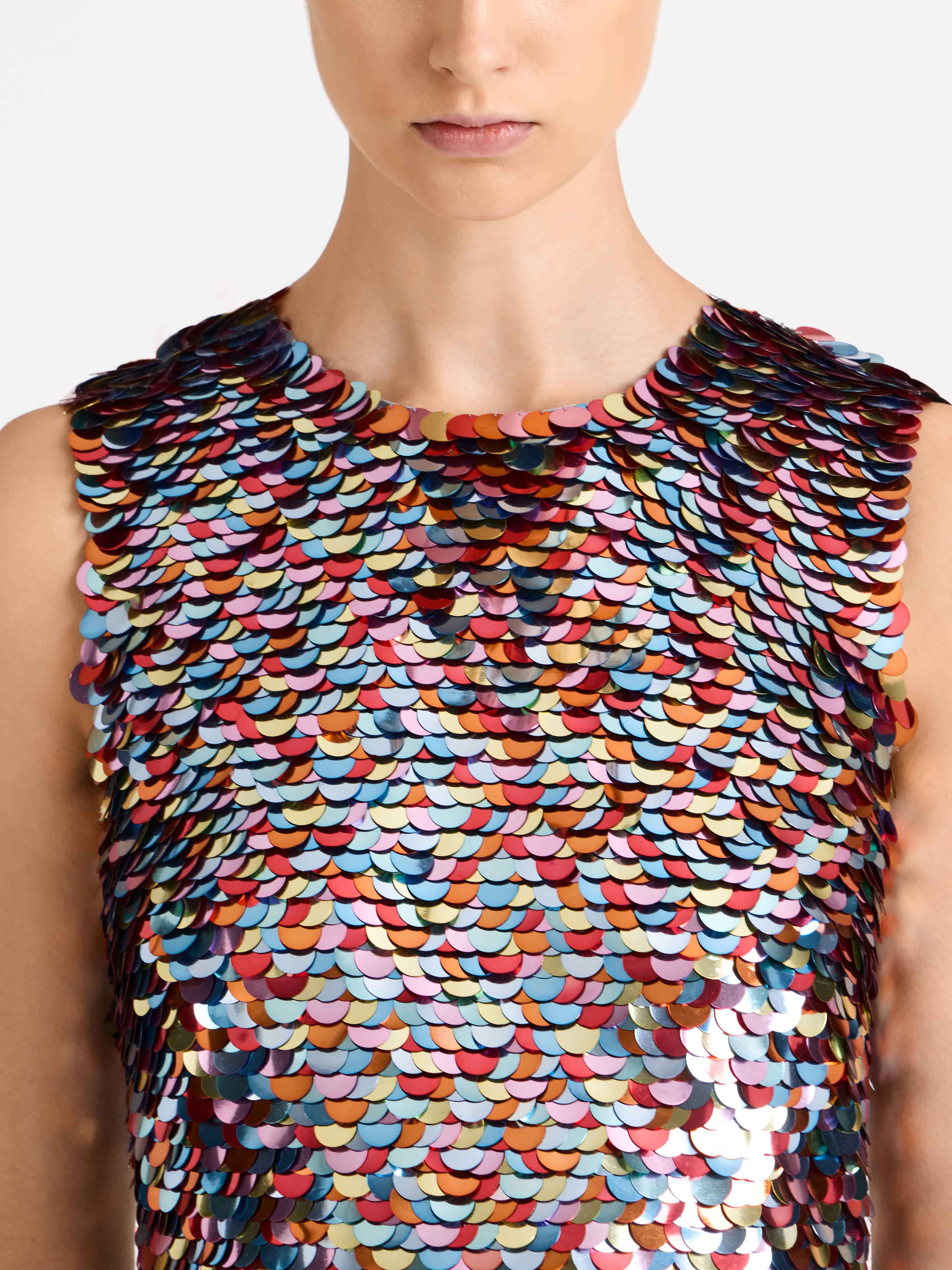 WOMENS EMBELLISHED MINI SHIFT DRESS IN MULTI - Image 2