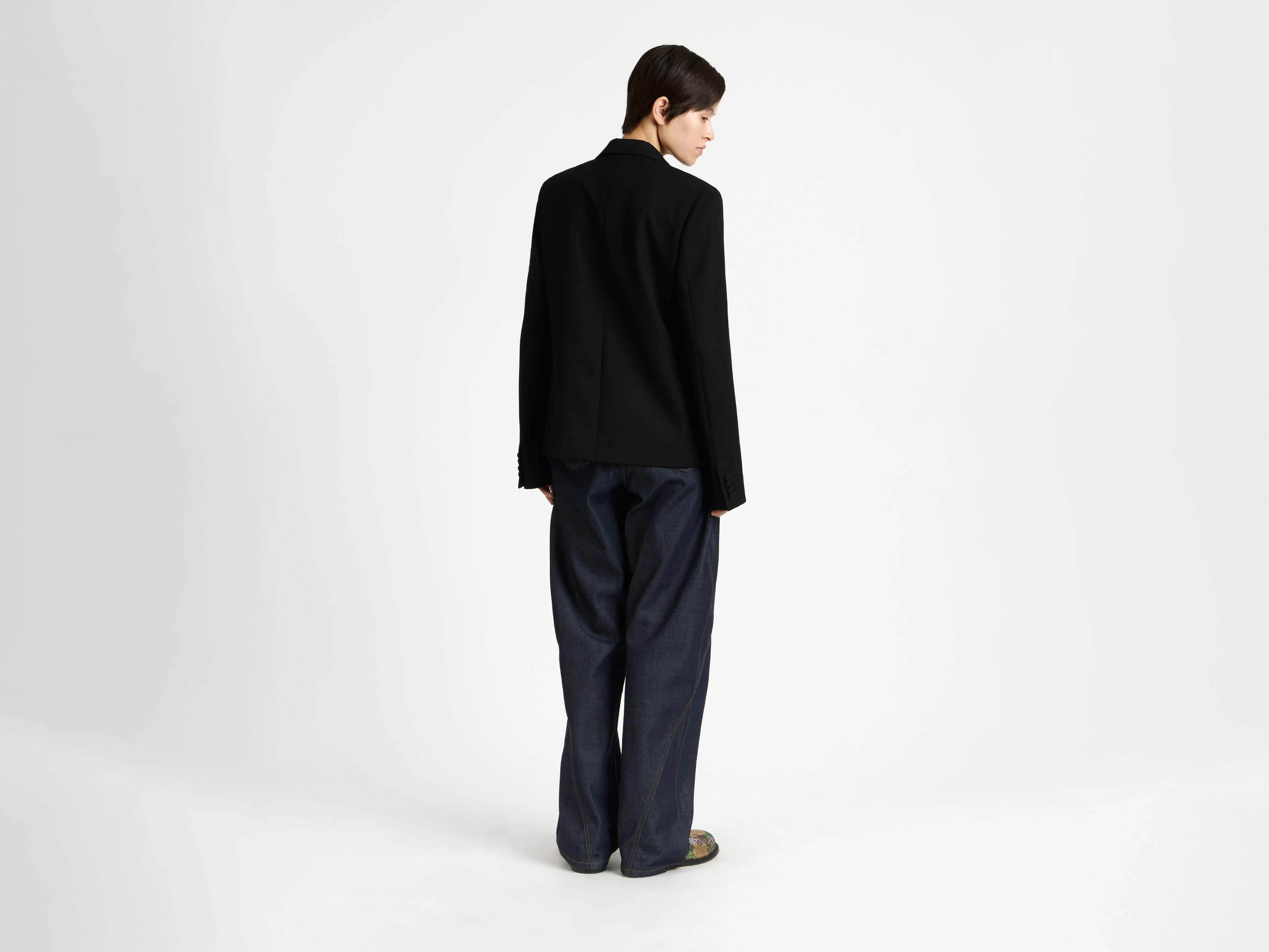 WOMENS FITTED TUXEDO JACKET IN BLACK - Image 2