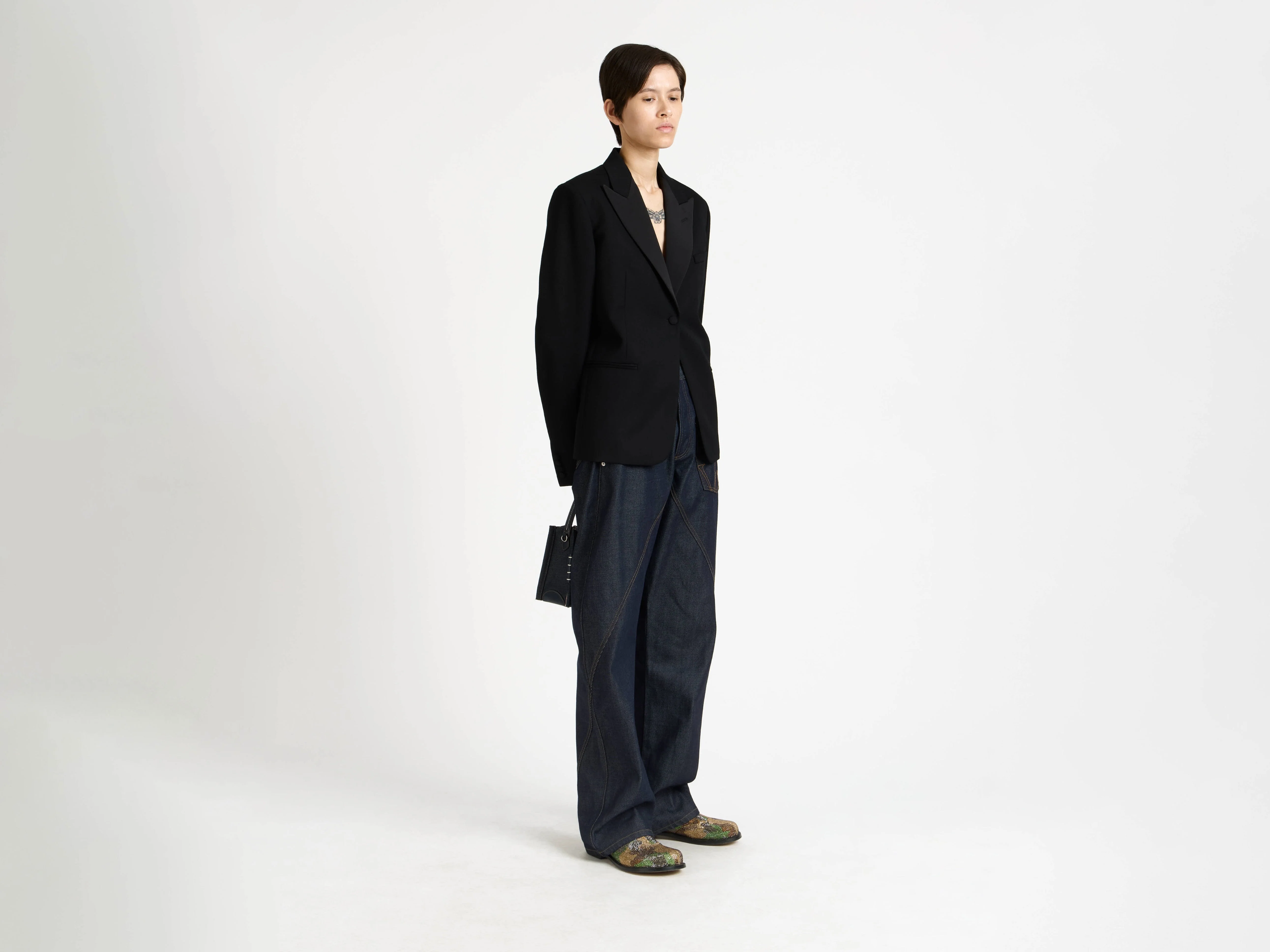 WOMENS FITTED TUXEDO JACKET IN BLACK - Image 3