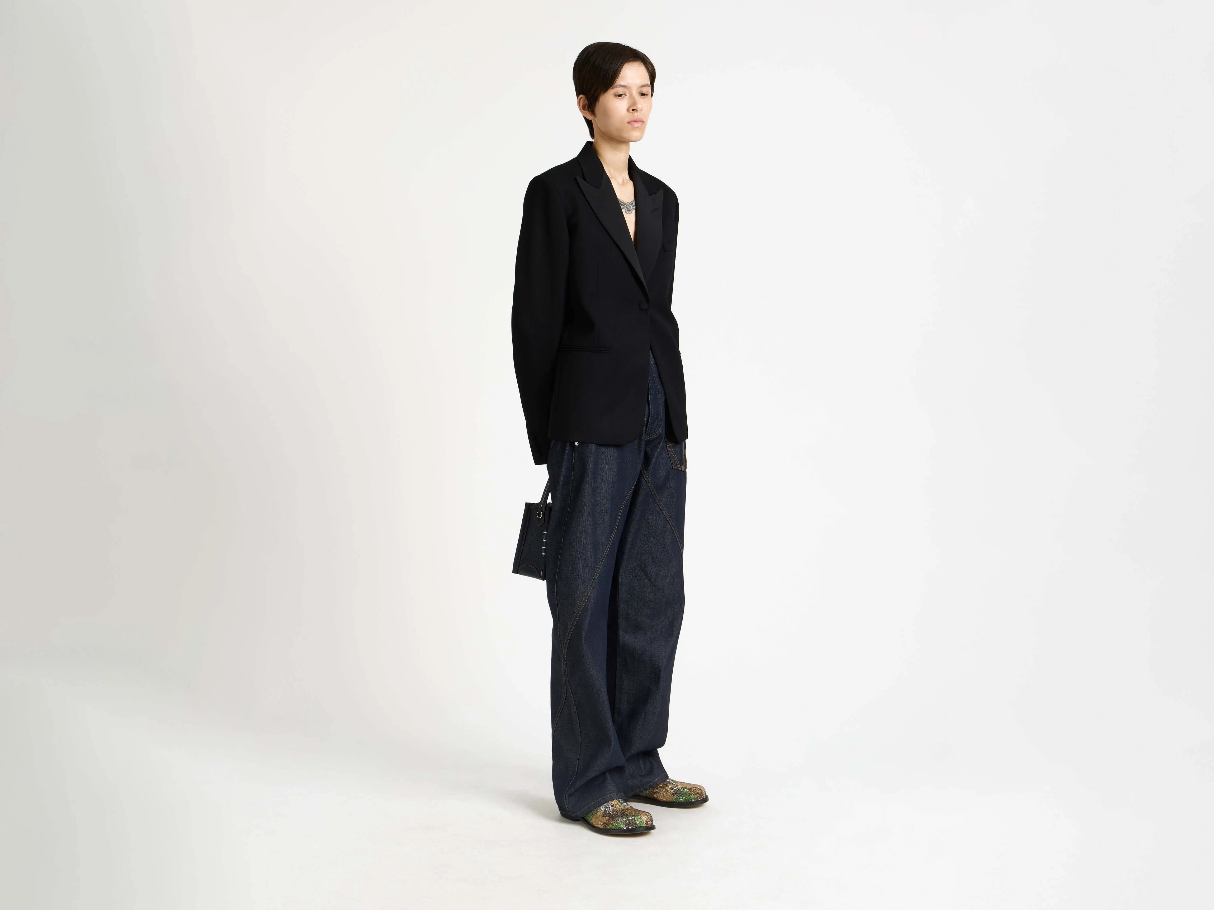 WOMENS FITTED TUXEDO JACKET IN BLACK - Image 7