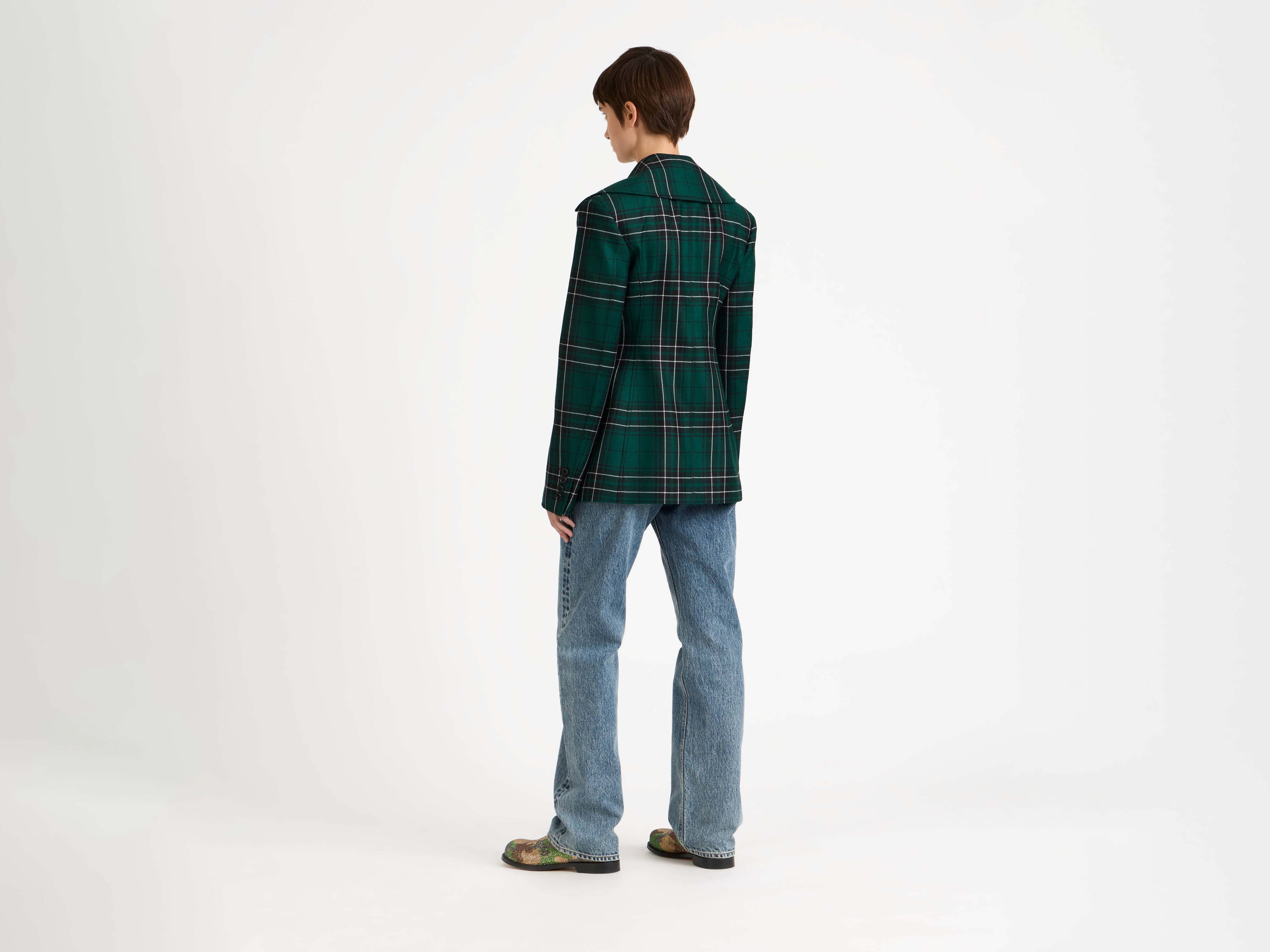 WOMENS FITTED WAIST TAILORED JACKET IN FOREST GREEN - Image 3