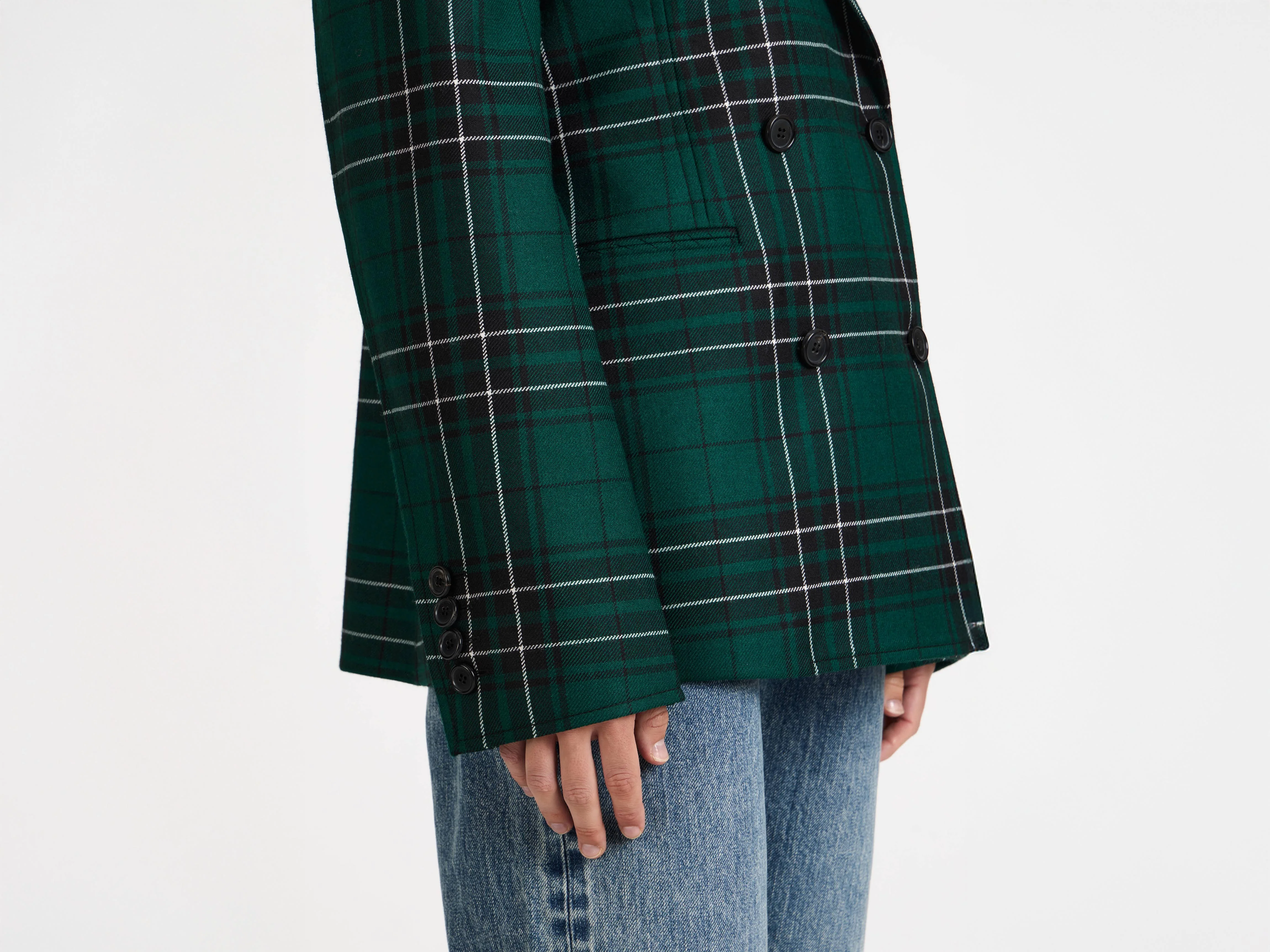 WOMENS FITTED WAIST TAILORED JACKET IN FOREST GREEN - Image 7