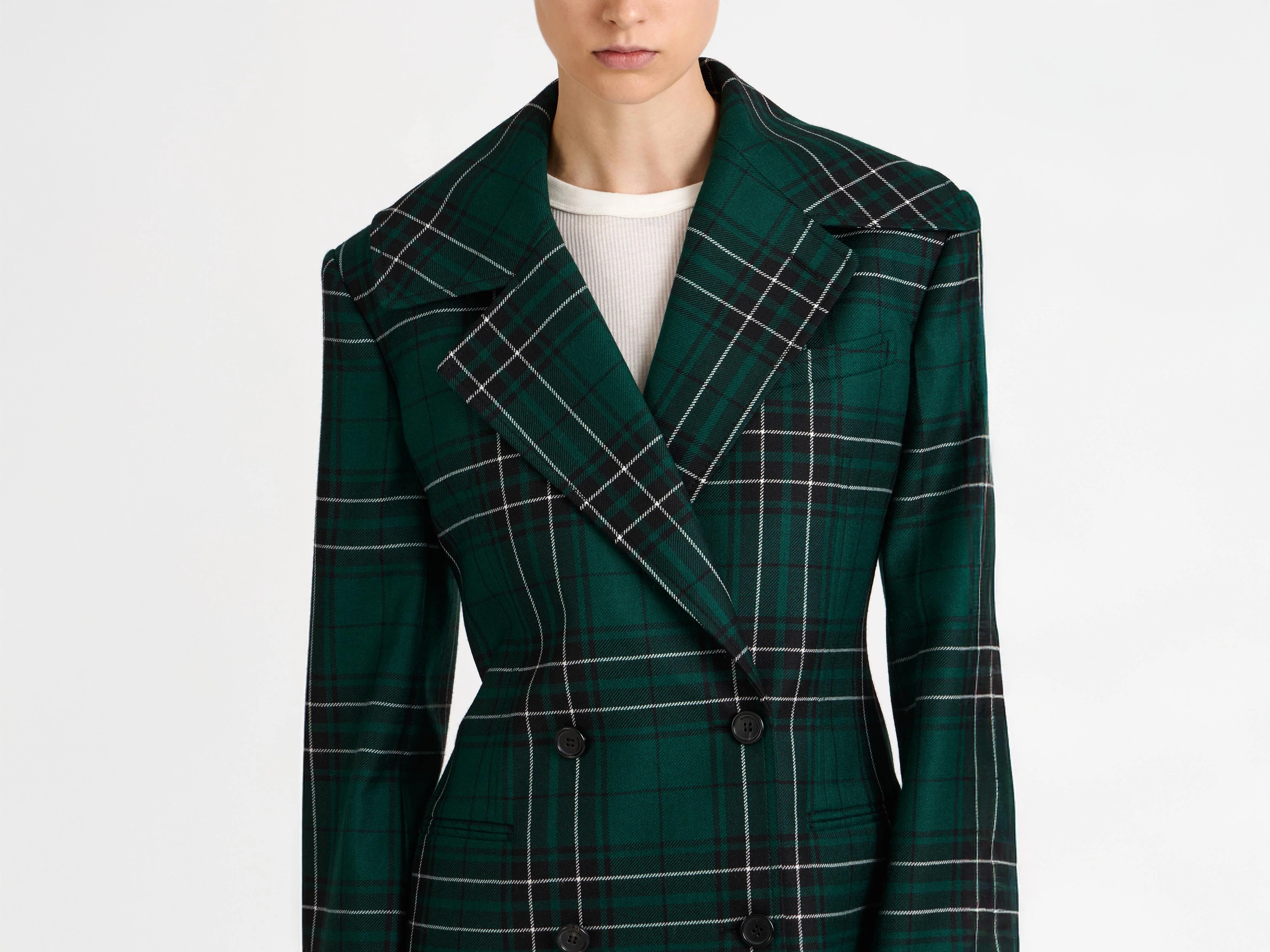 WOMENS FITTED WAIST TAILORED JACKET IN FOREST GREEN - Image 8