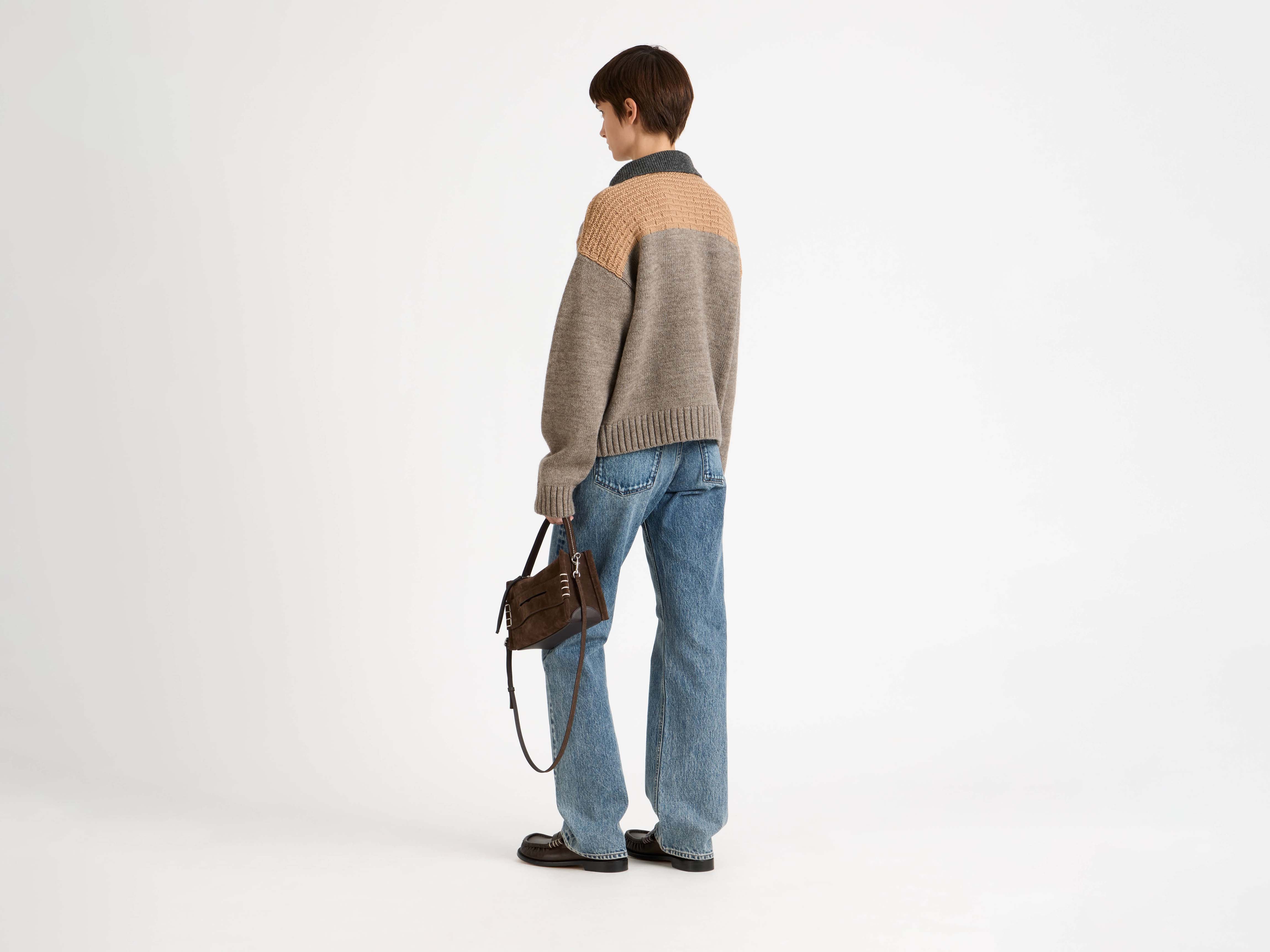 WOMENS HOUSE POLO JUMPER IN BEIGE MELANGE - Image 2