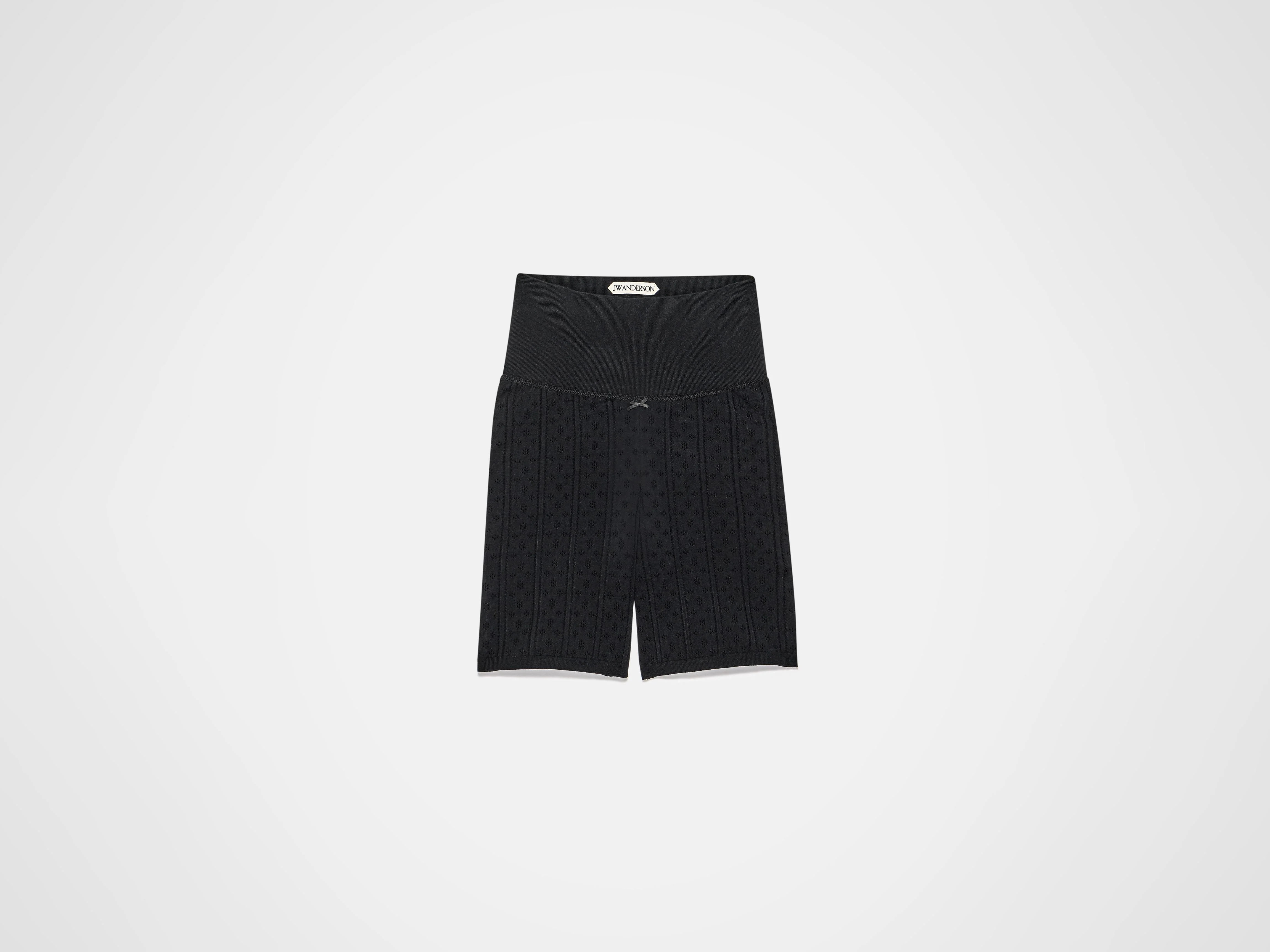 WOMENS KNITTED POINTELLE FITTED SHORTS IN BLACK - Image 3