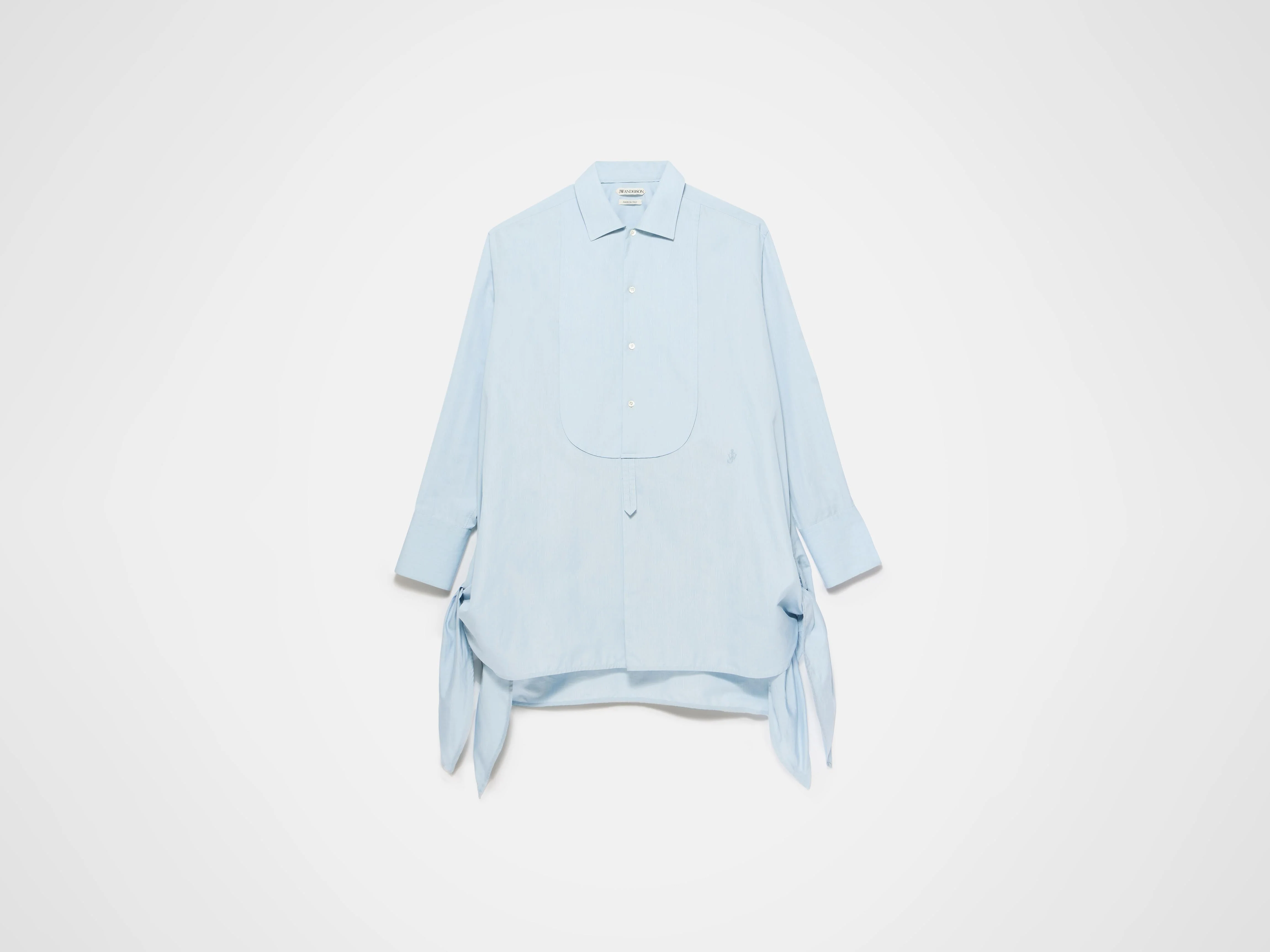 WOMENS KNOTTED DETAIL SILK SHIRT DRESS IN POWDER BLUE - Image 8