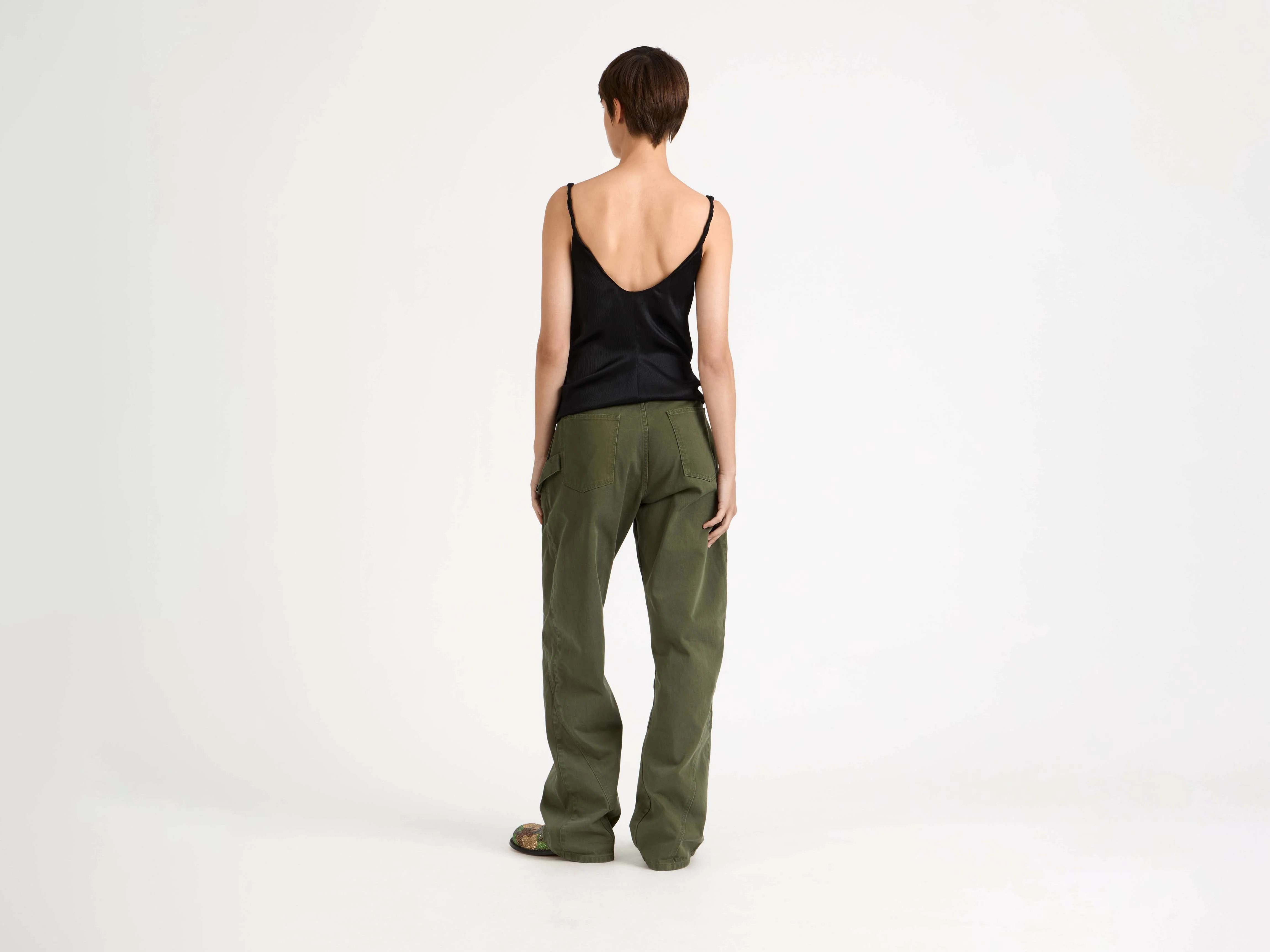 WOMENS KNOTTED WAIST CAMI TOP IN BLACK - Image 3