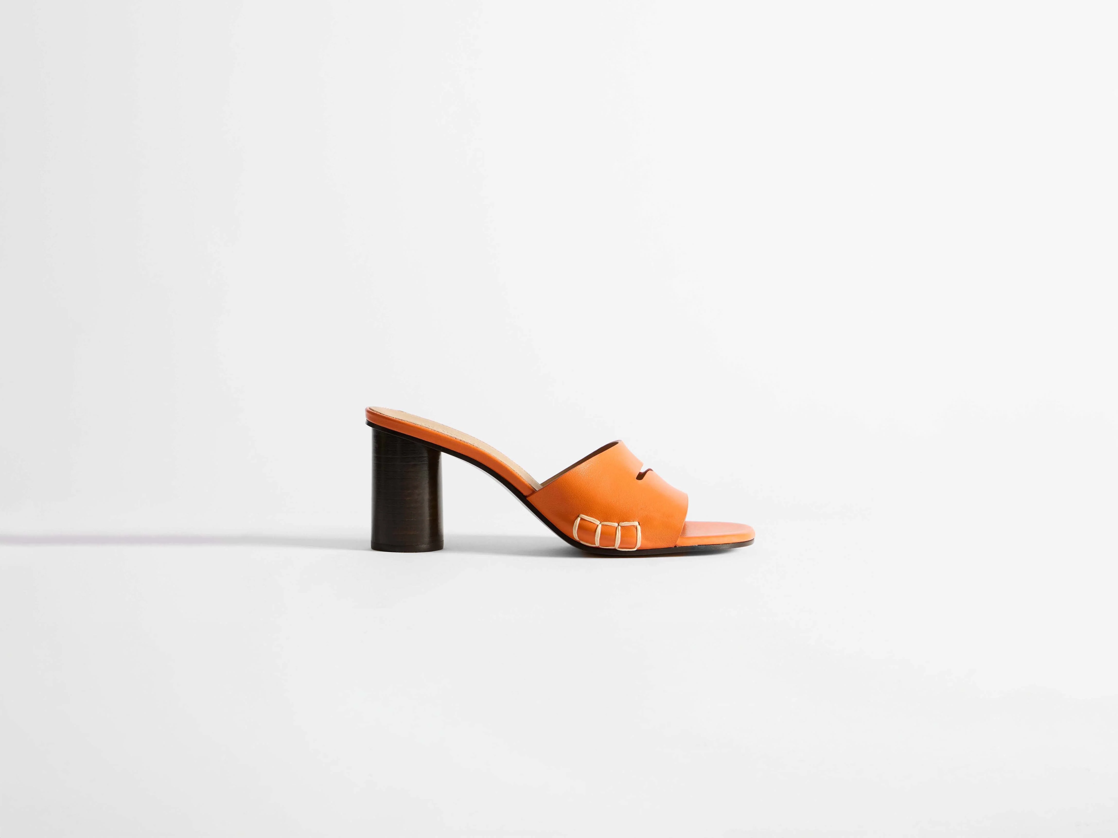 WOMENS LOAFER MULE HEELED SANDAL IN ORANGE - Image 3