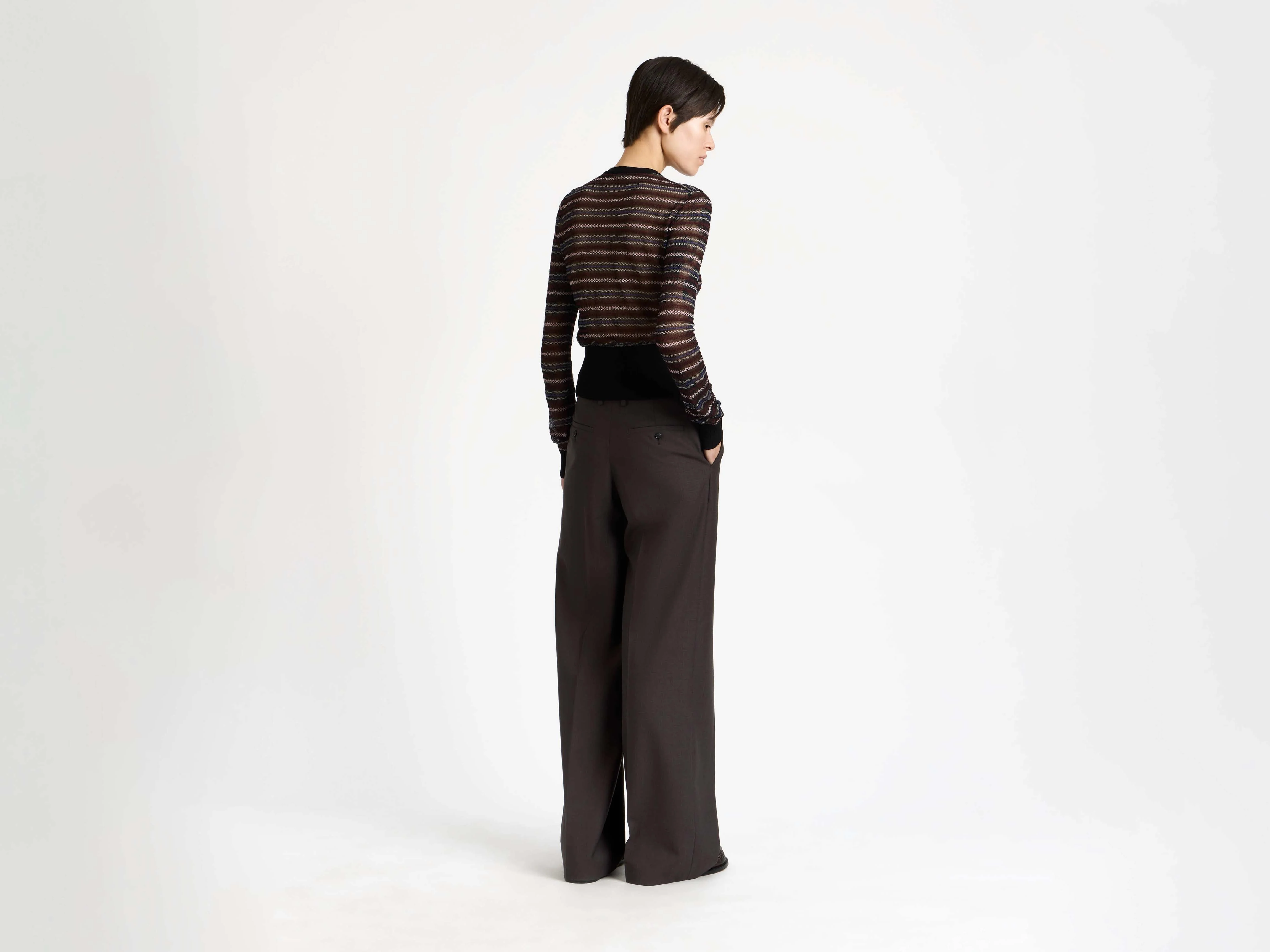 WOMENS LONG SLEEVE FAIRISLE TOP IN BLACK - Image 2