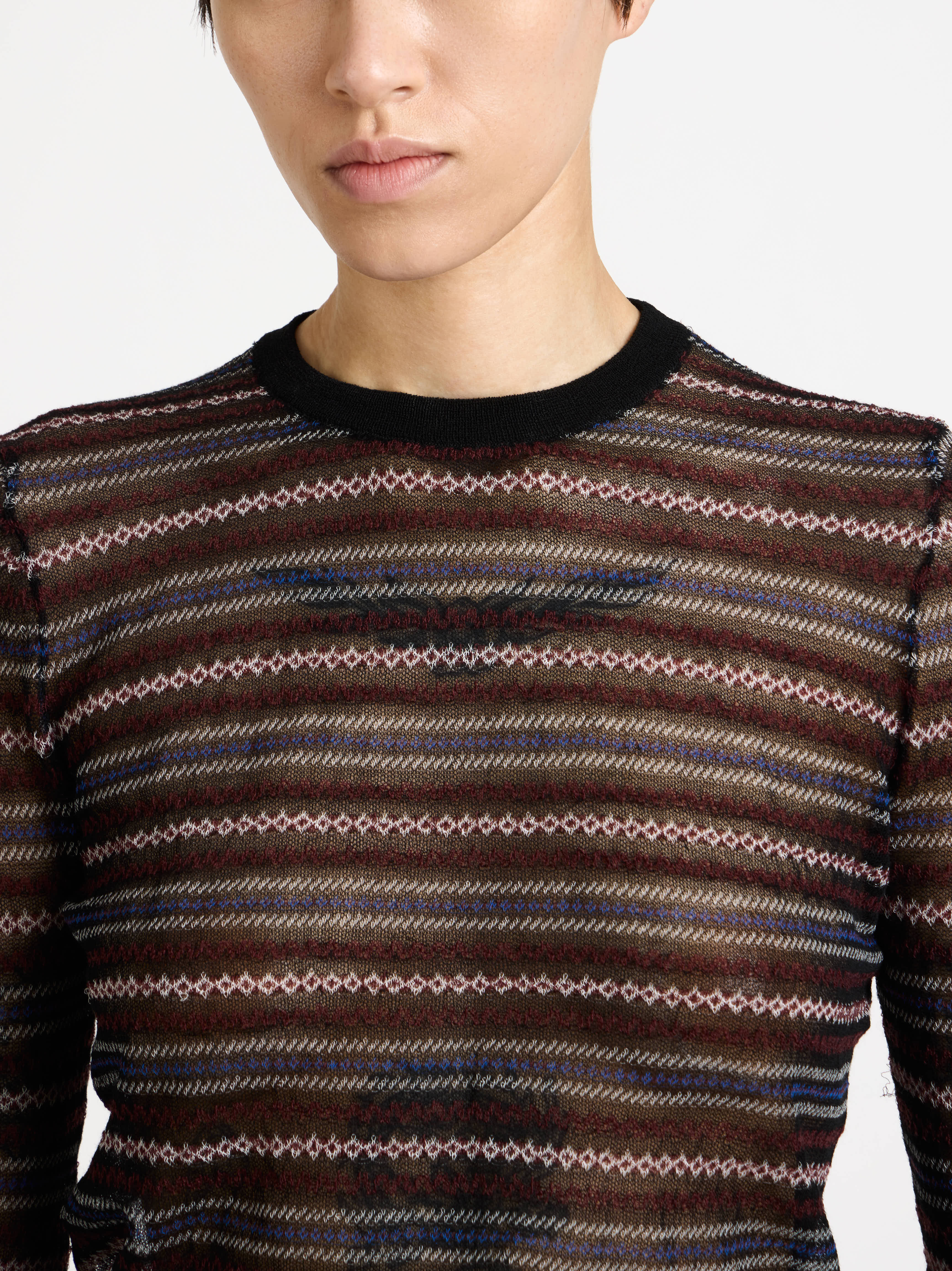WOMENS LONG SLEEVE FAIRISLE TOP IN BLACK - Image 4