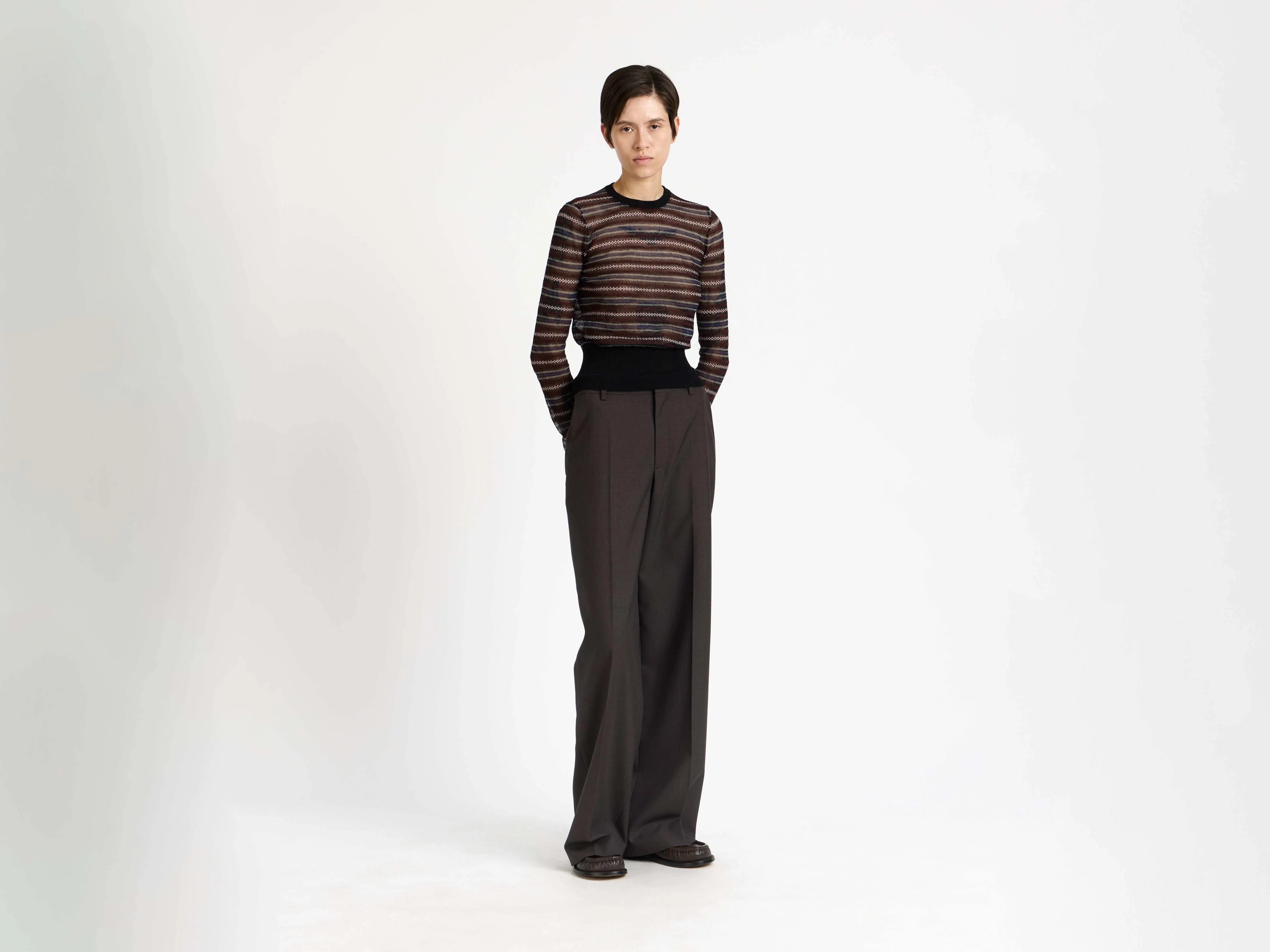 WOMENS LONG SLEEVE FAIRISLE TOP IN BLACK - Image 6