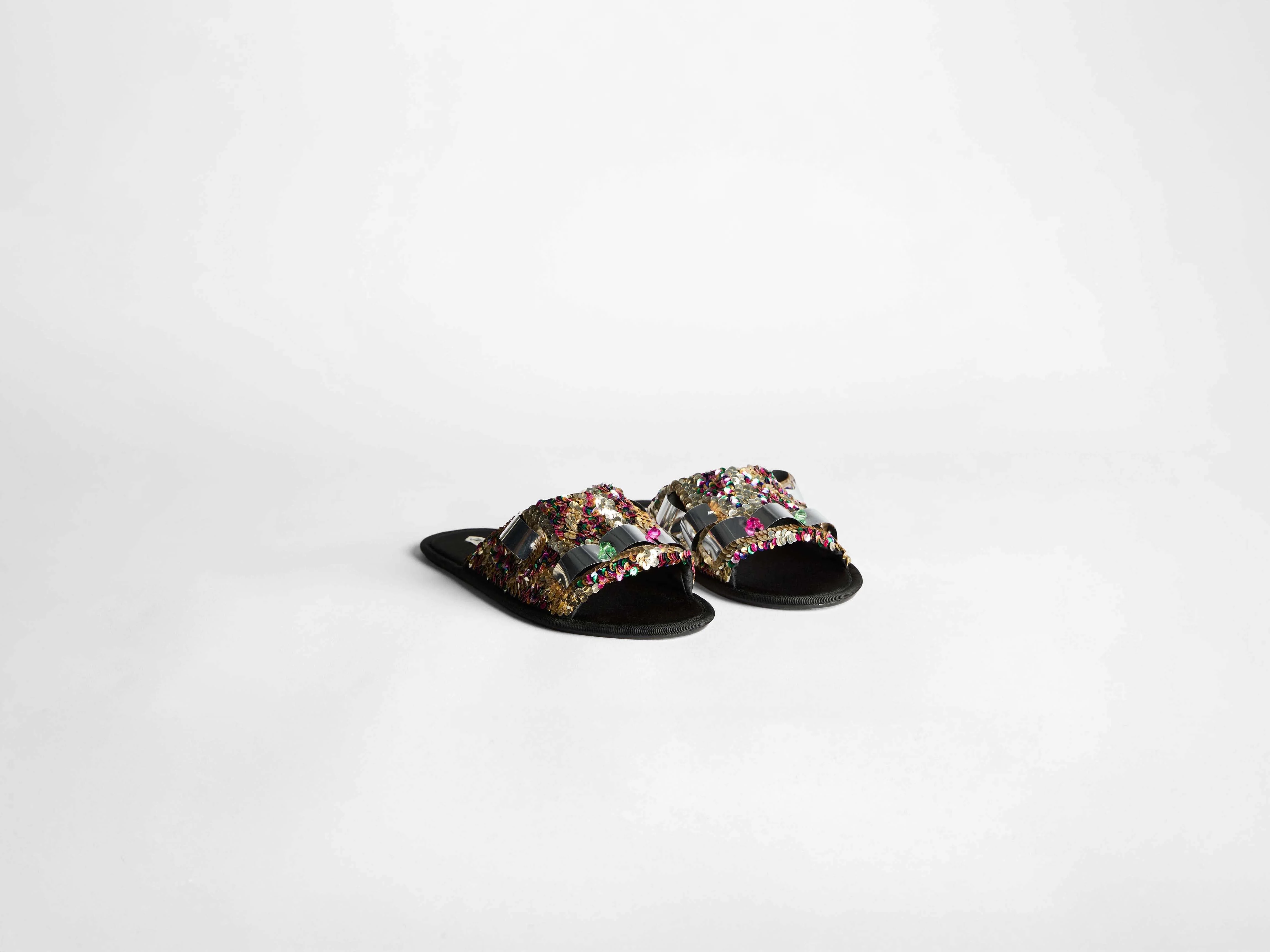 WOMENS OPEN TOE SLIDES IN PINK-MULTI - Image 3
