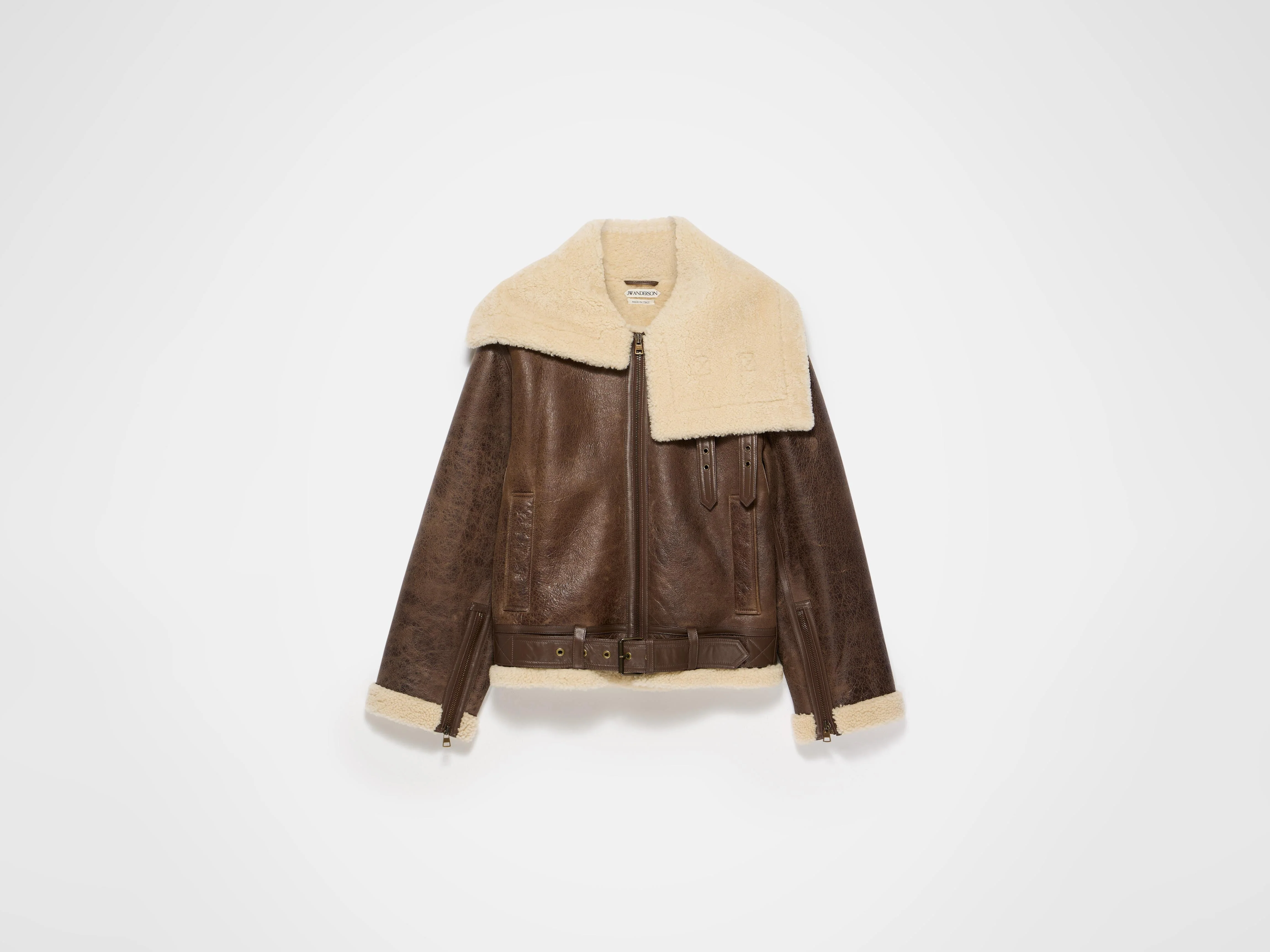 WOMENS SHEARLING LEATHER JACKET IN BROWN - Image 6
