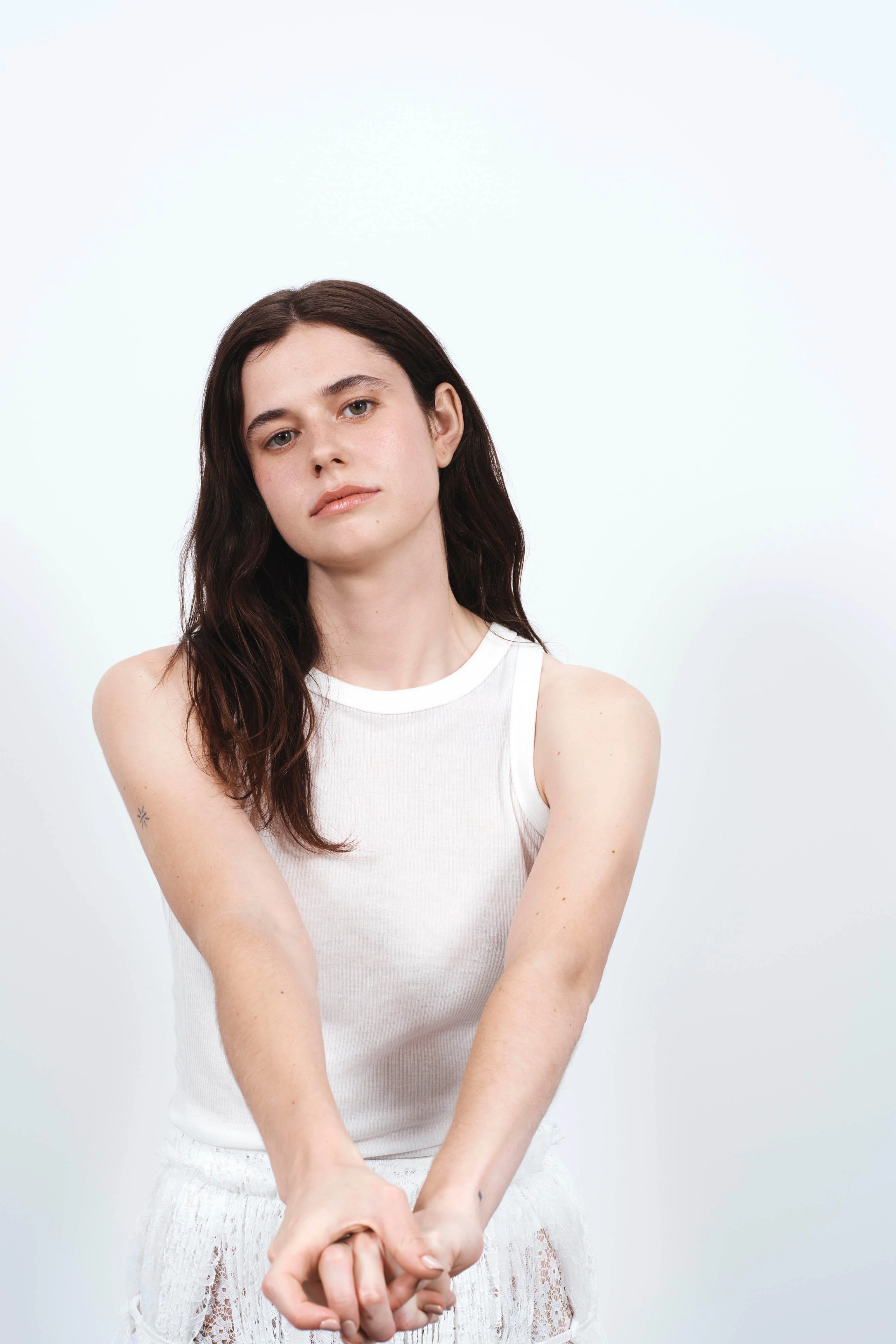 WOMENS SHEER CAMI VEST TOP IN OFF-WHITE - Image 3