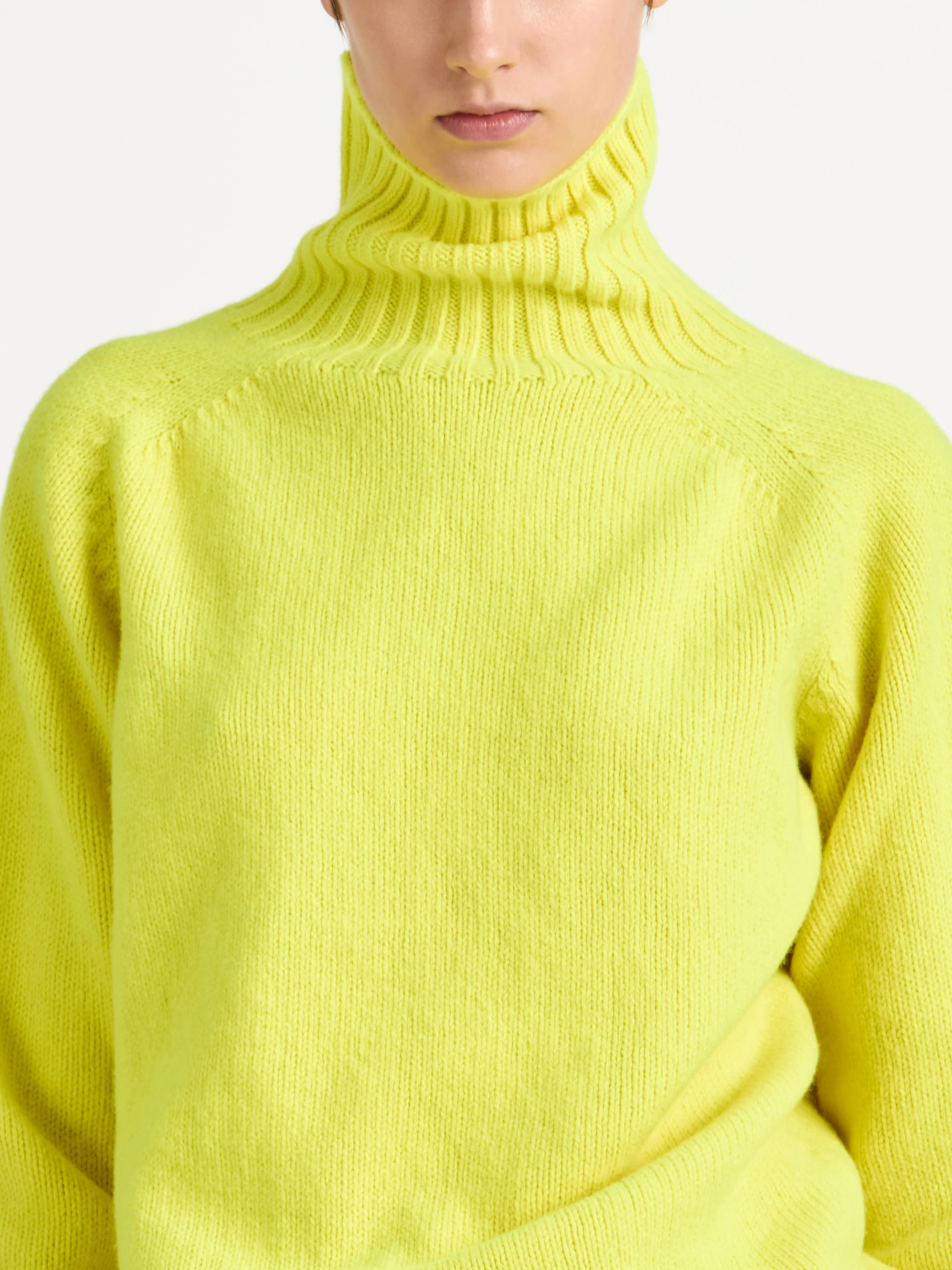 WOMENS TURTLENECK JUMPER IN NEON YELLOW - Image 6
