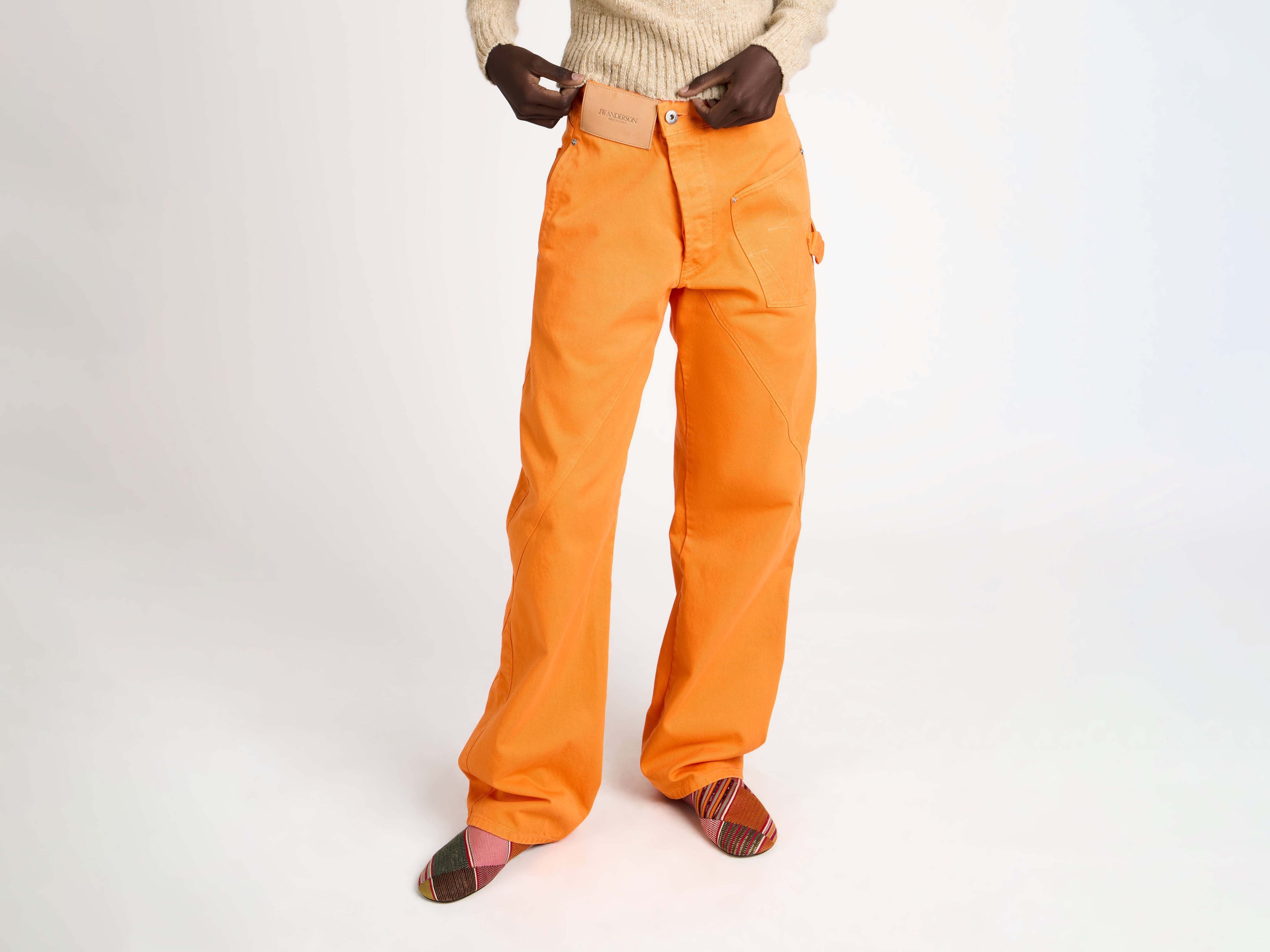WOMENS TWISTED WORKWEAR JEANS IN BRIGHT ORANGE - Image 6